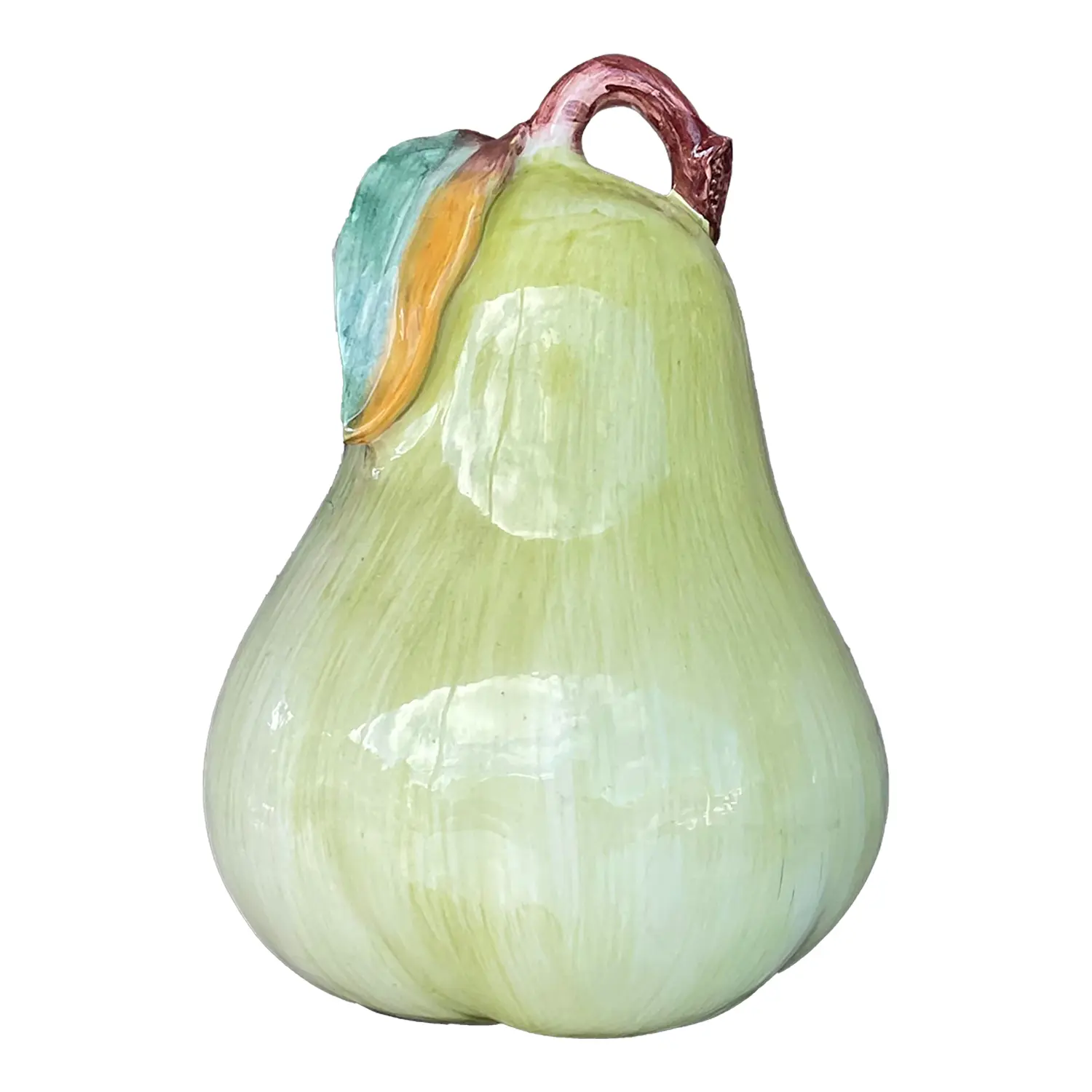 Vintage Boho Italian Large Glazed Ceramic Pear