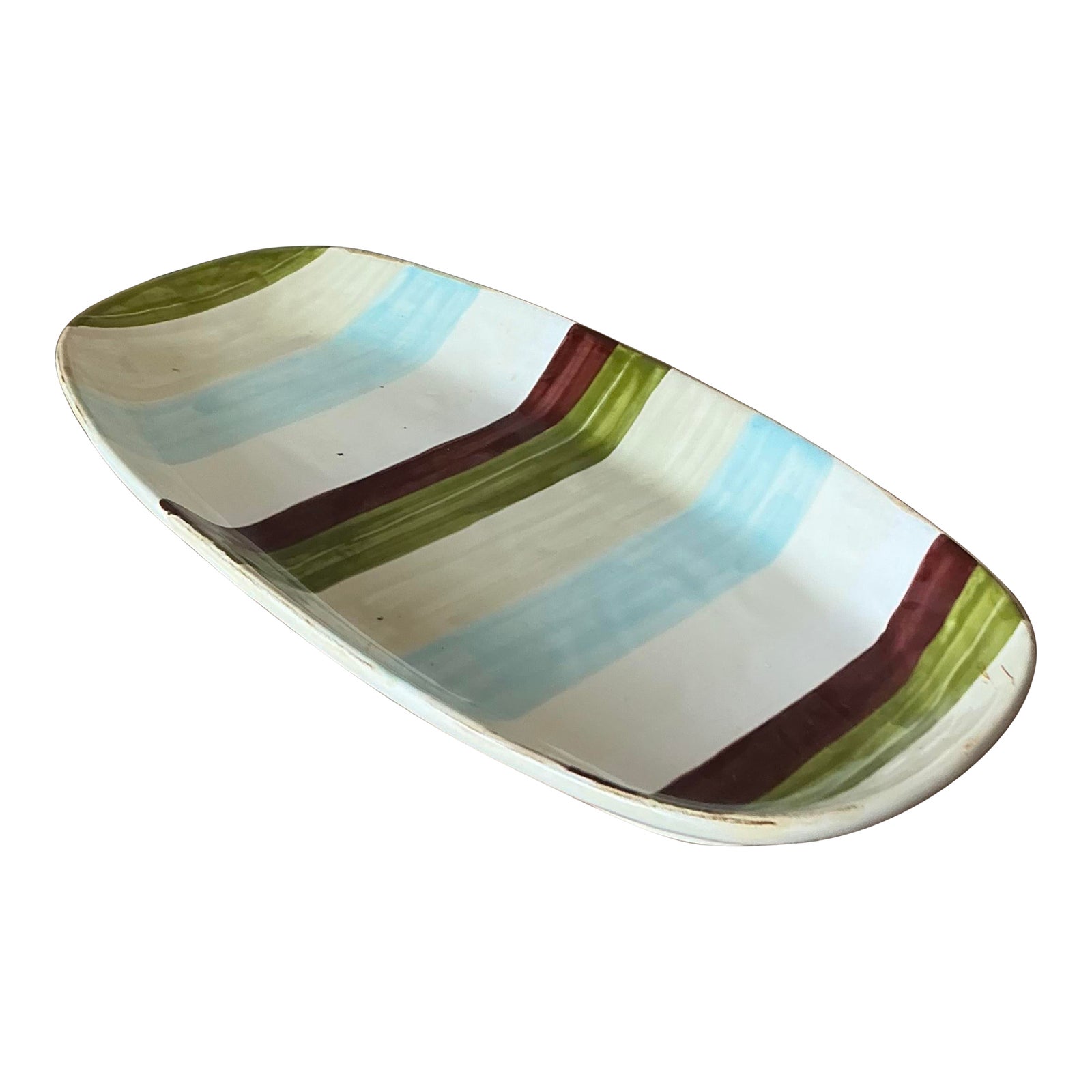 Vintage Boho Italian Vietri Glazed Ceramic Serving Tray