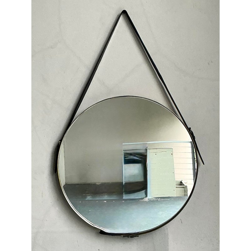 Vintage Boho Jaime Young Leather Strap Mirror - Top view