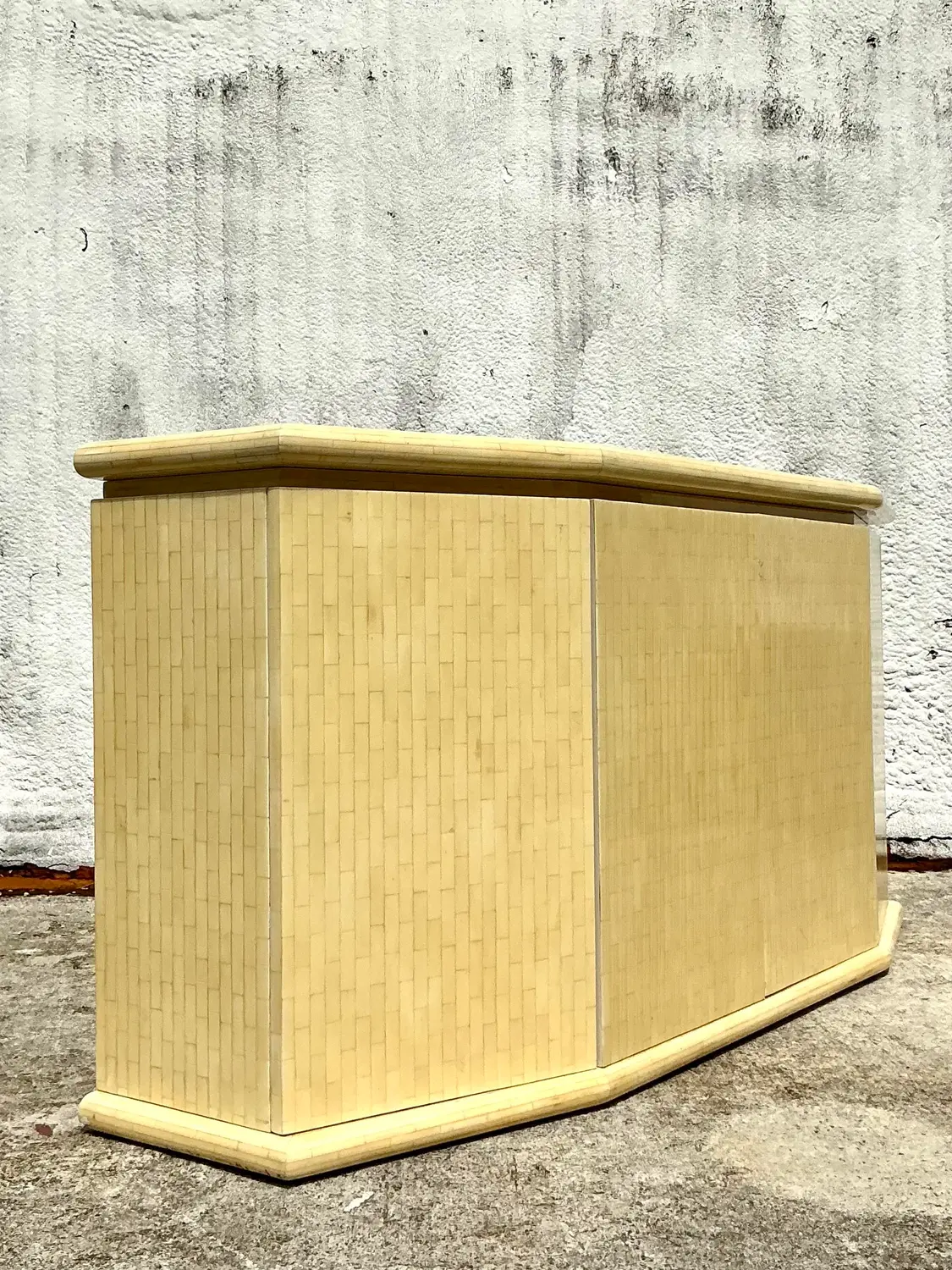 Vintage Boho Jimeco Tessellated Bone Angled Credenza - Side view