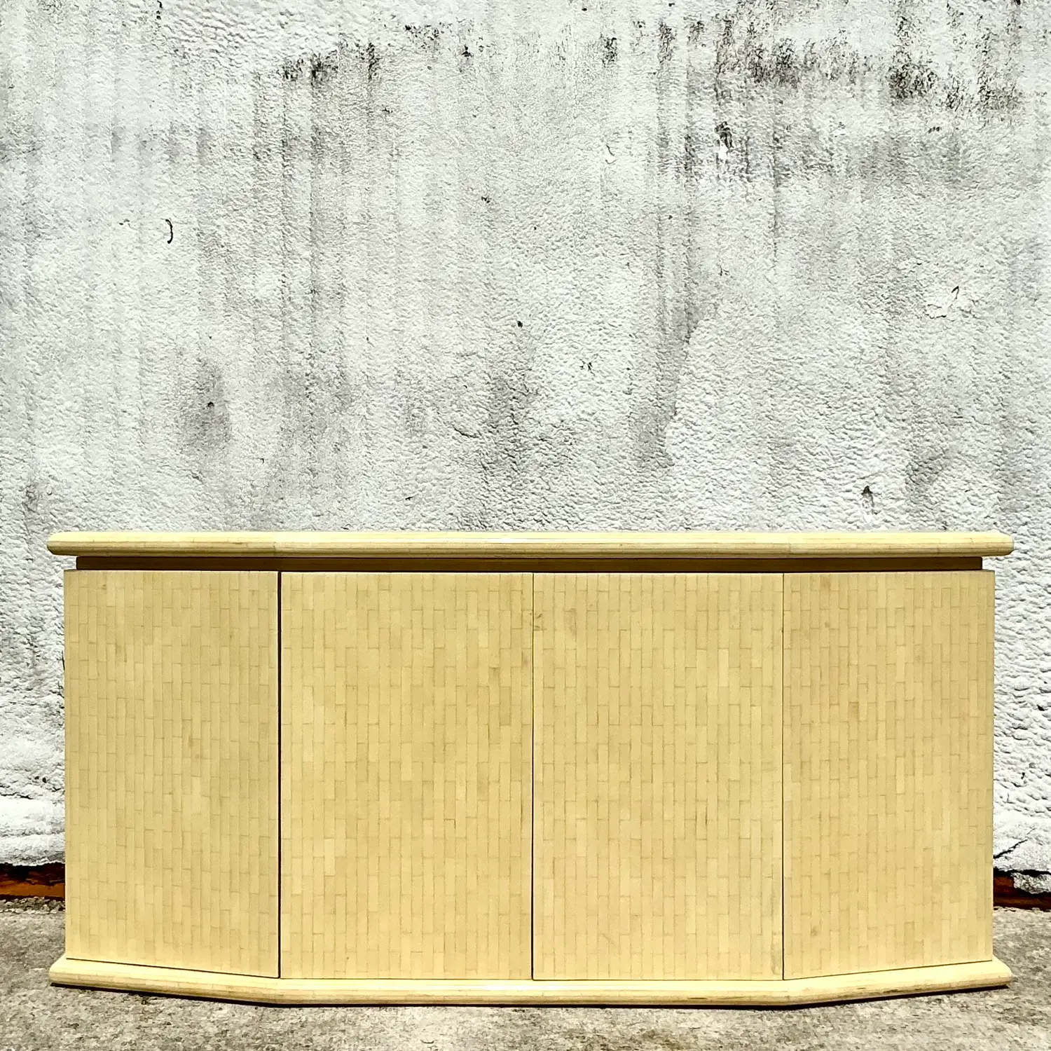 Vintage Boho Jimeco Tessellated Bone Angled Credenza - Back view
