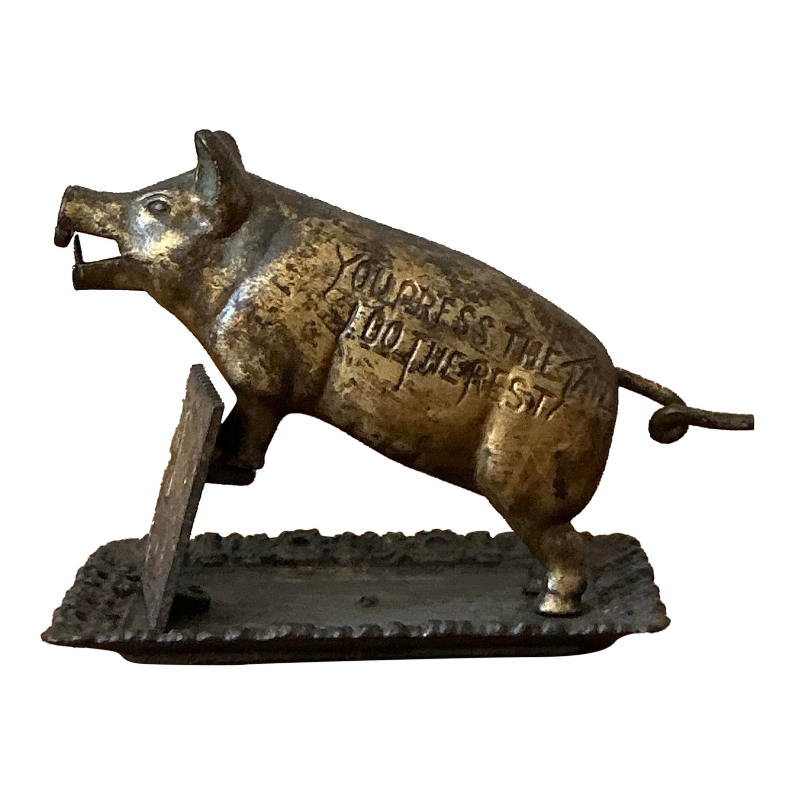 Vintage Boho Joe Wise Patinated Pig Cigar Cutter - Detail view