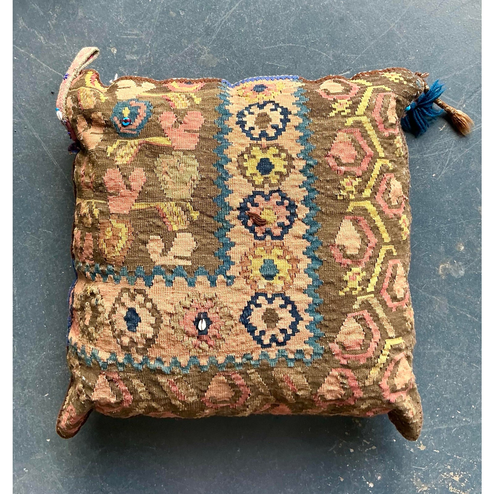 Vintage Boho Kilim Throw Pillow - Detail view