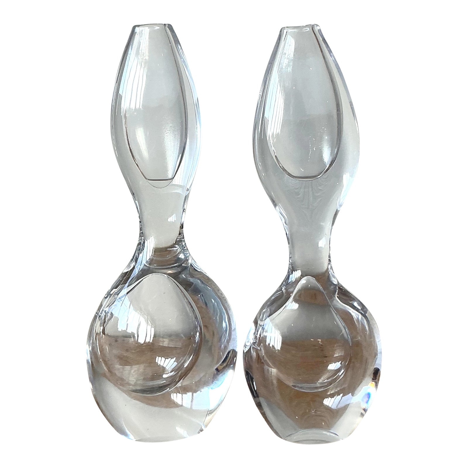 Vintage Boho Kosta Boda Biomorphic Bud Vase - Set of Two