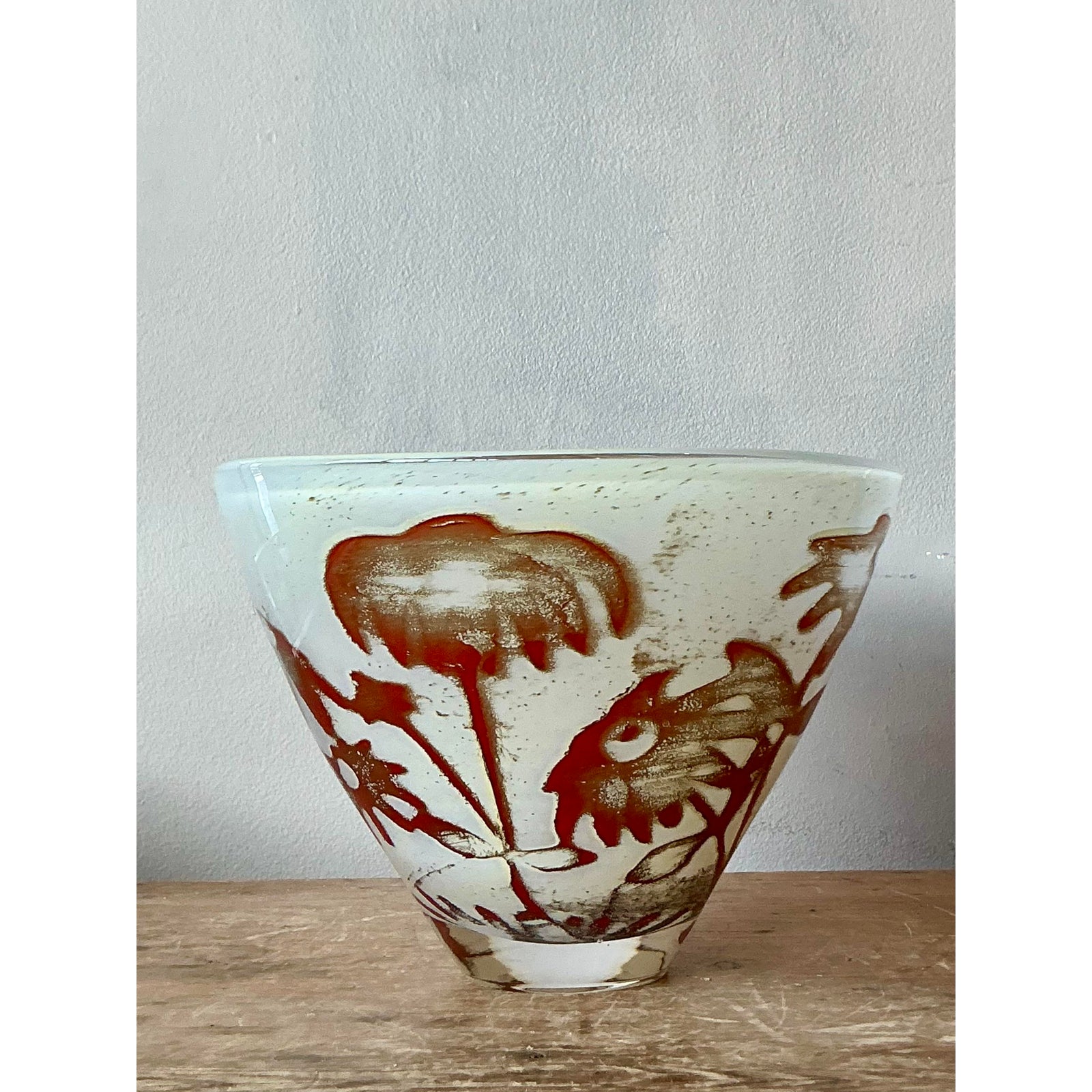 Vintage Boho Kosta Boda Floating Flowers Bowl - Top view