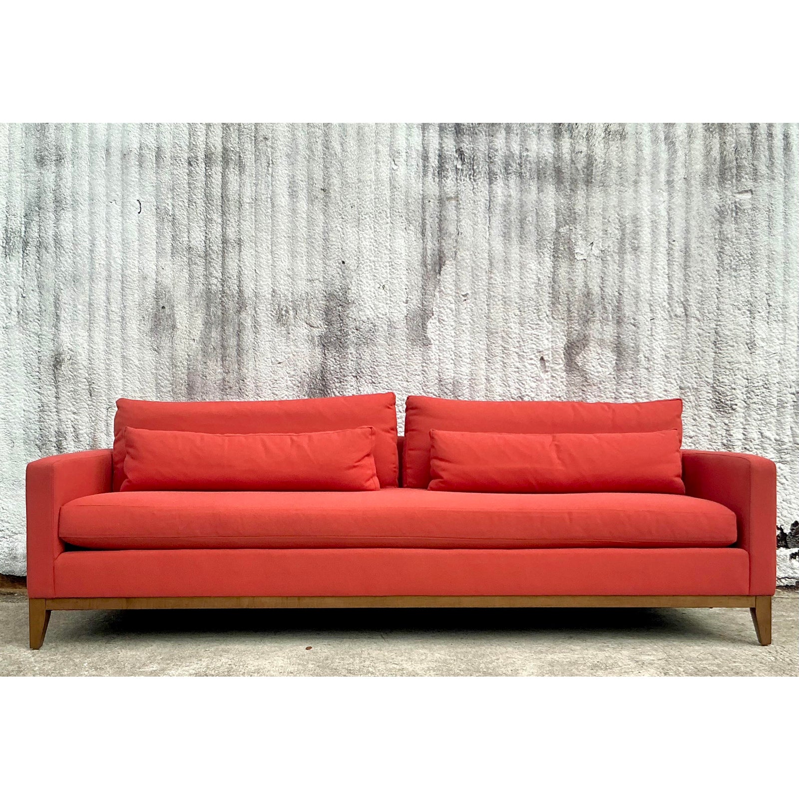 Vintage Boho Kravet Tuxedo Sofa in Perennials Nailhead - Back view