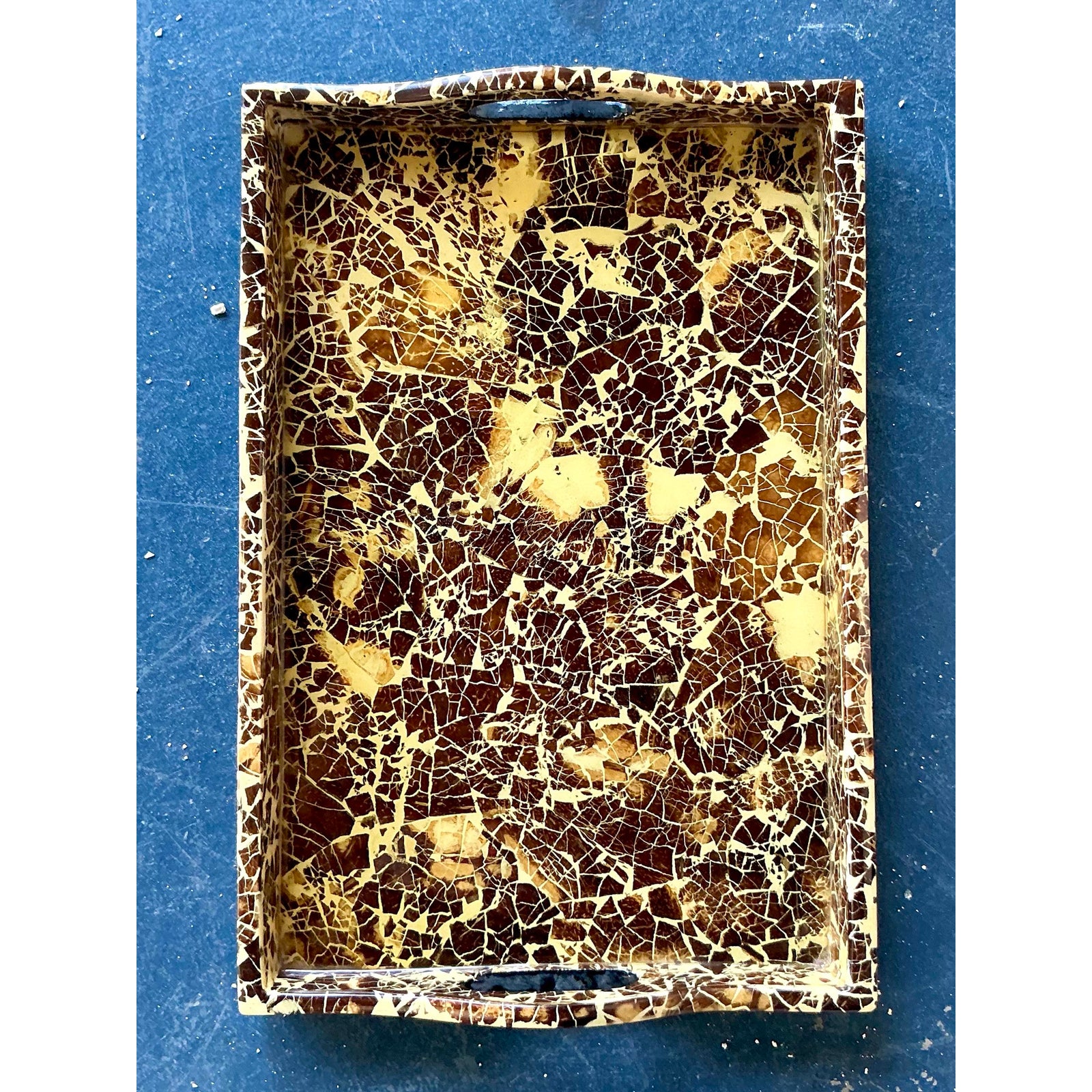 Vintage Boho Lacquered Coconut Shell Tray - Detail view