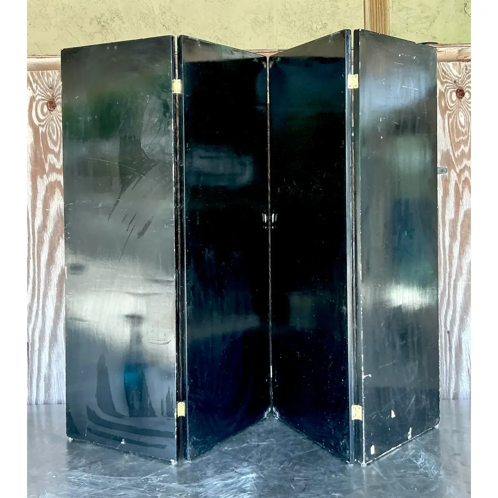 Vintage Boho Lacquered Koi Screen - Top view