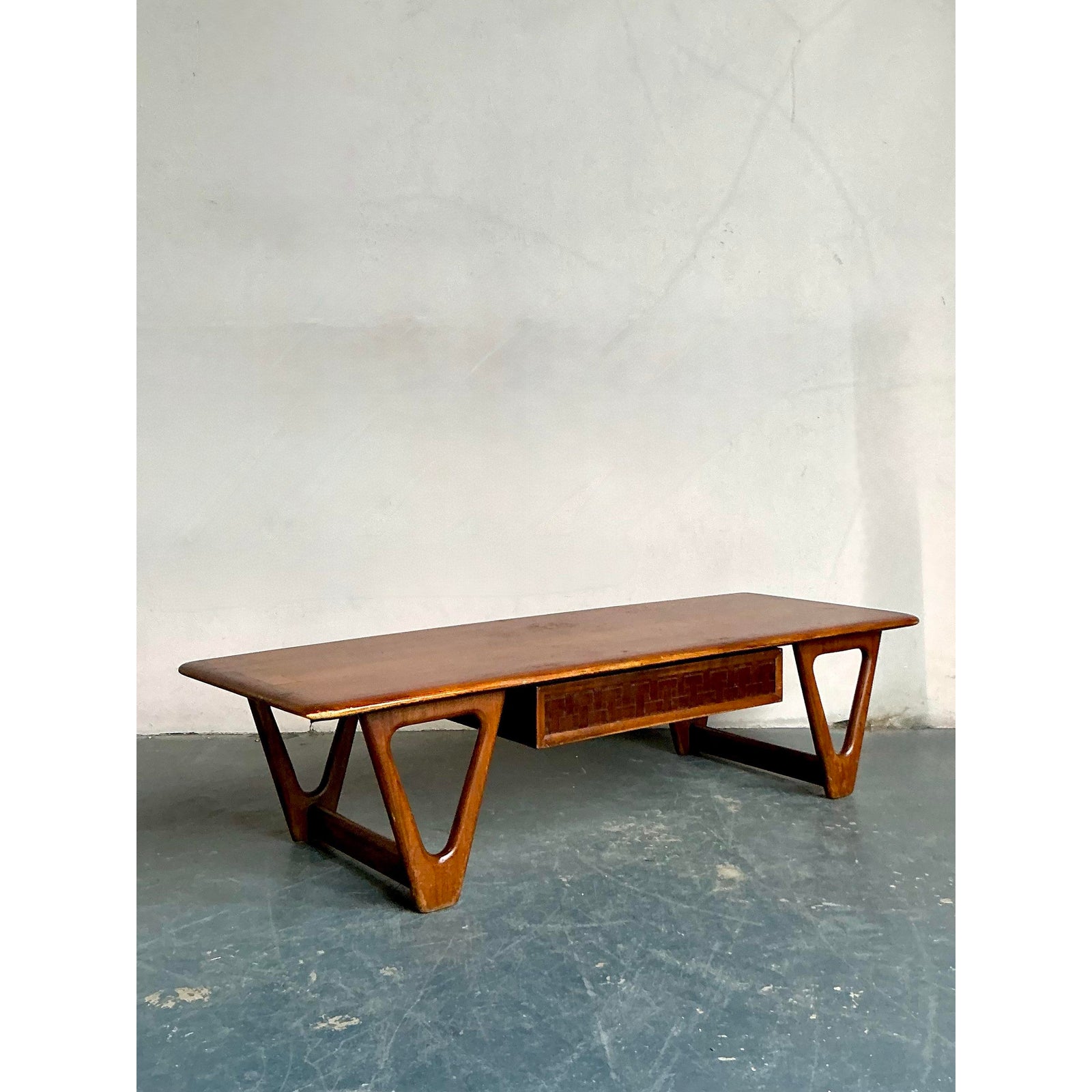 Vintage Boho Lane “Perception” Triangle Coffee Table - Side view