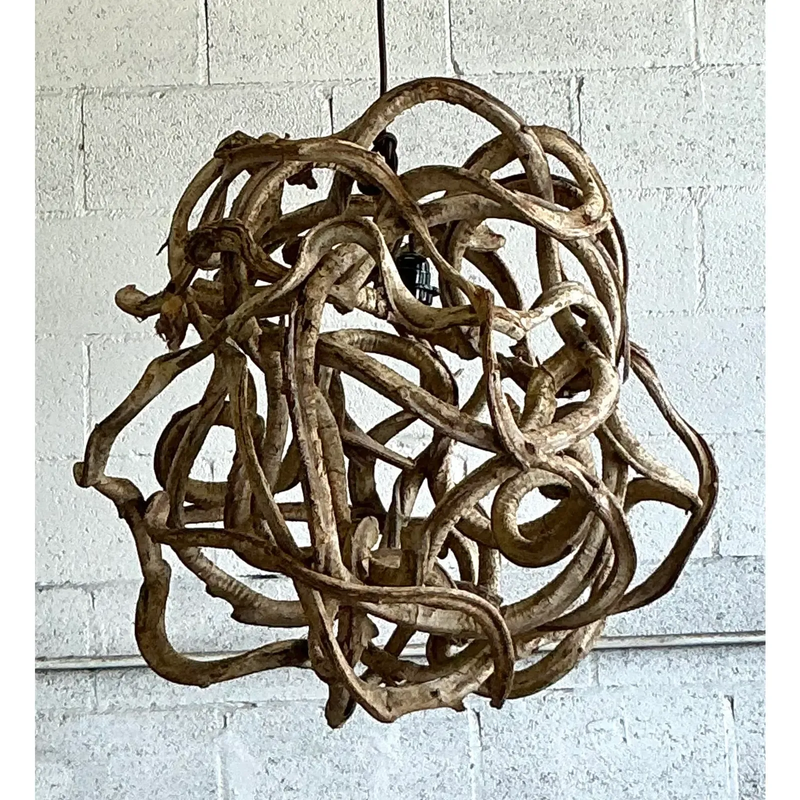 Vintage Boho Large Root Ball Chandelier - Back view