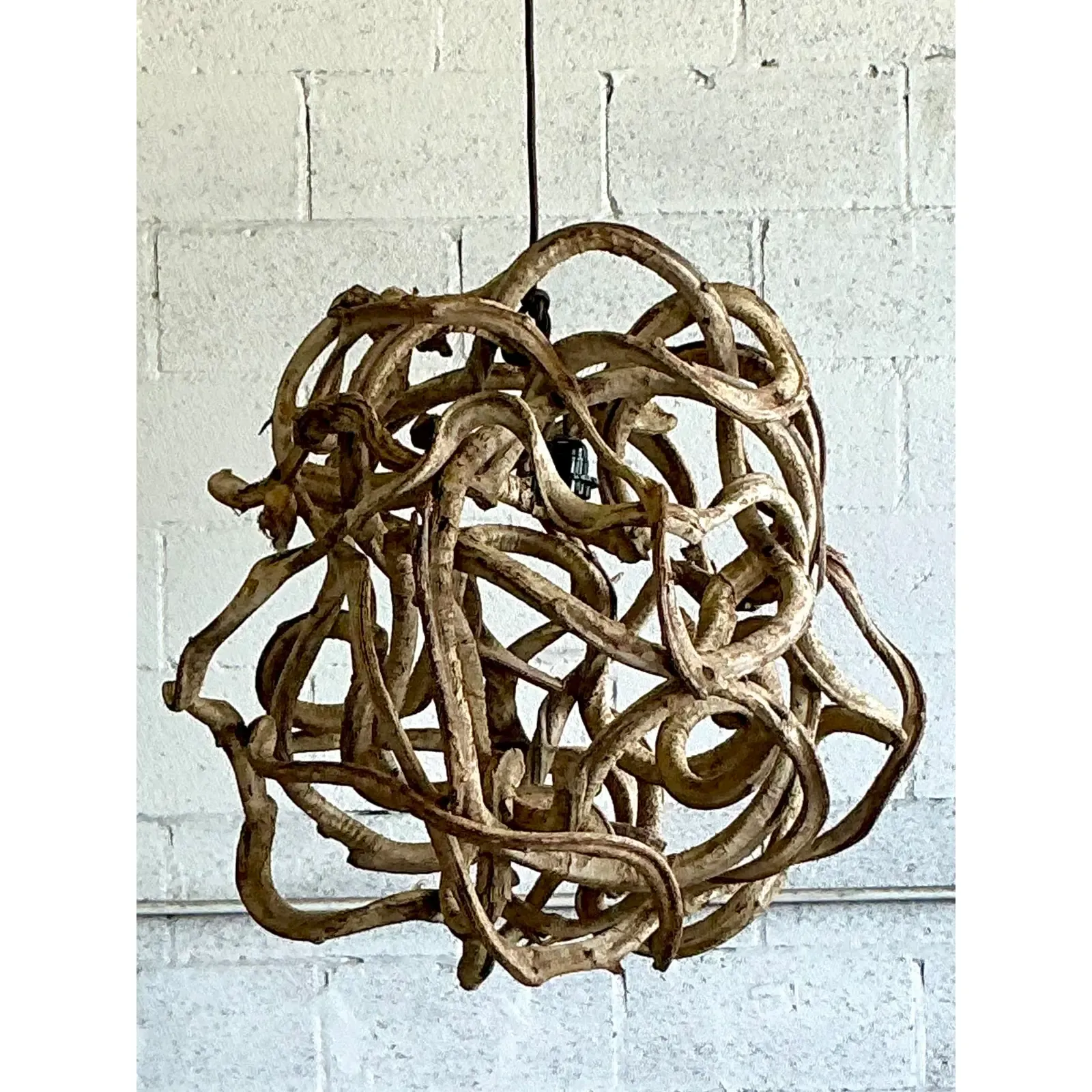 Vintage Boho Large Root Ball Chandelier - Top view