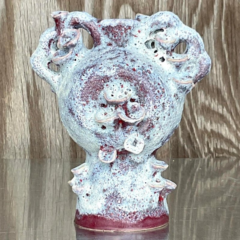 Vintage Boho Lava Glaze Studio Pottery Sculpture - Detail view