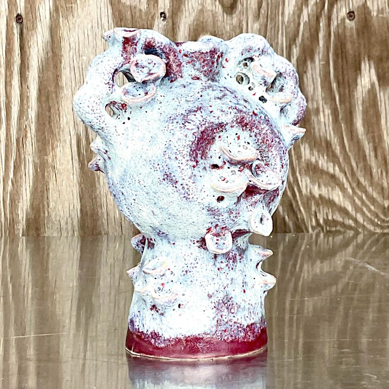 Vintage Boho Lava Glaze Studio Pottery Sculpture - Back view