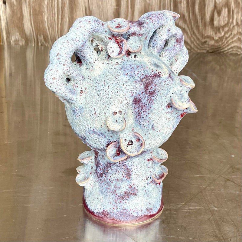 Vintage Boho Lava Glaze Studio Pottery Sculpture - Side view