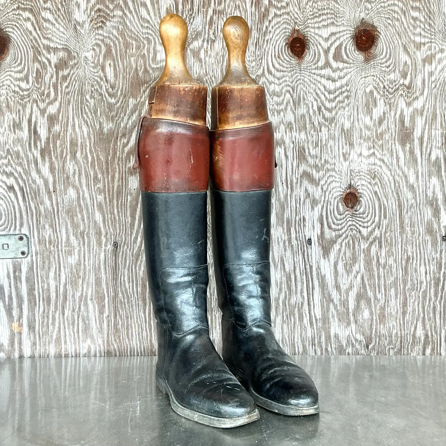Vintage Boho Leather Riding Boots - A Pair - Side view