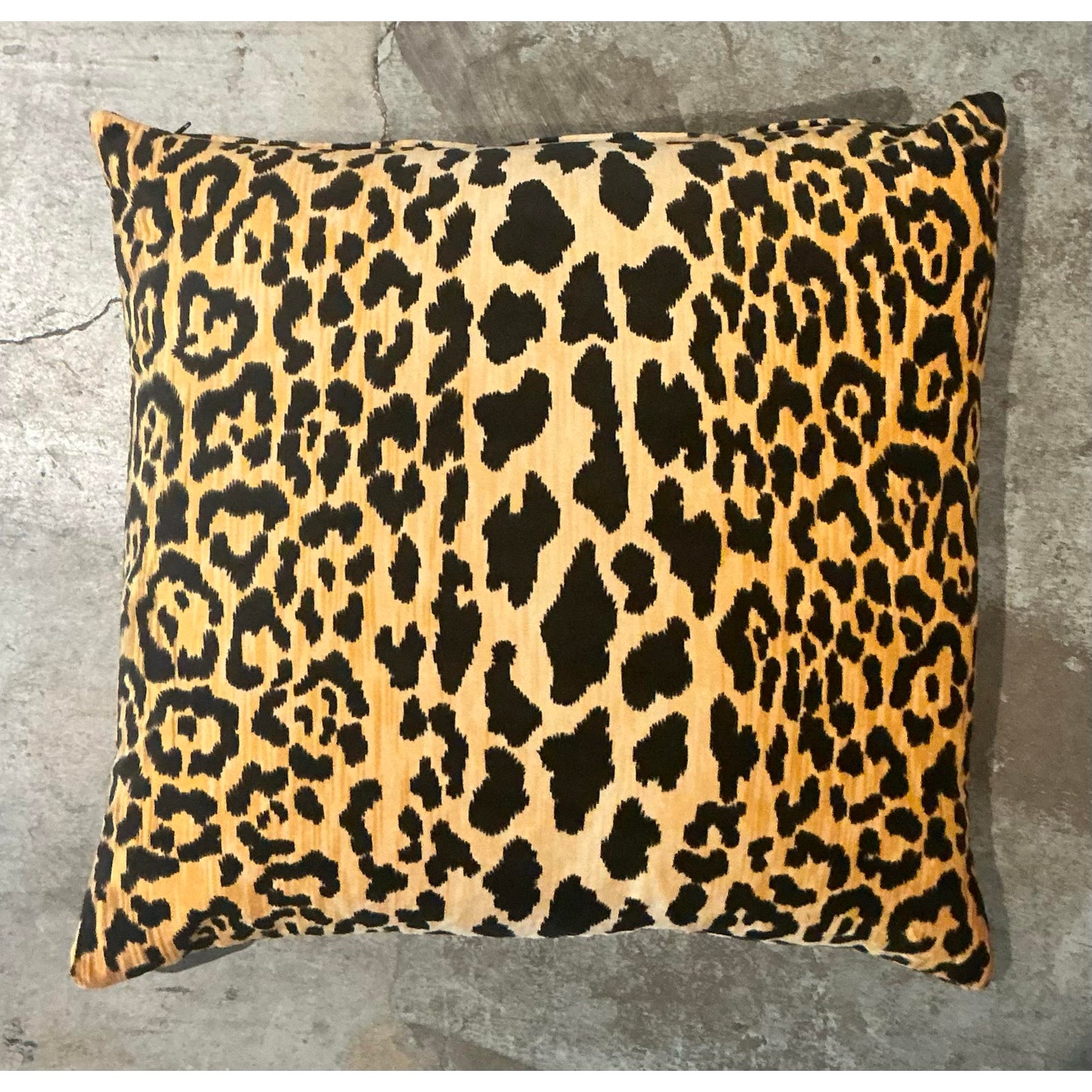 Vintage Boho Leopard Velvet Throw Pillow - Top view