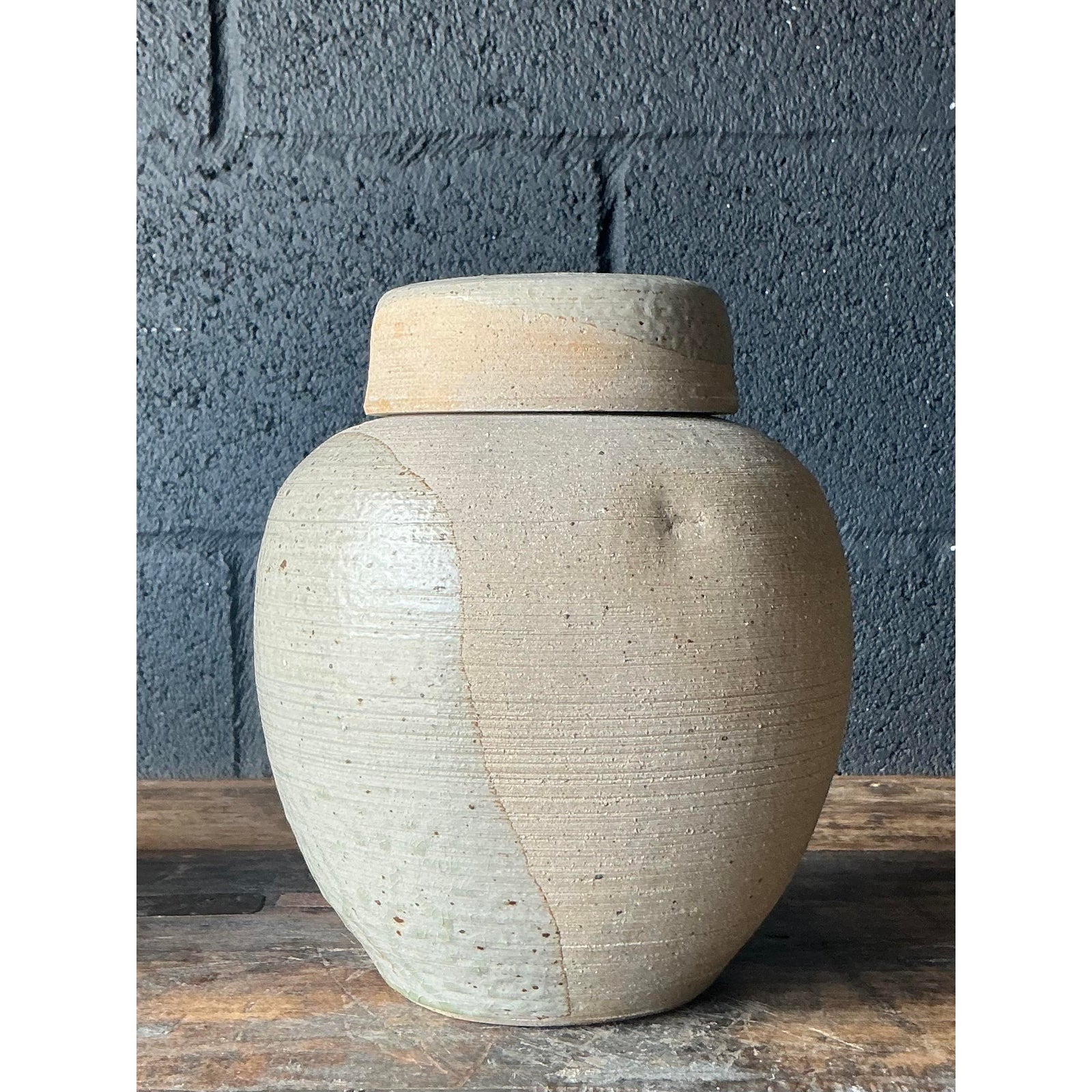 Vintage Boho Lidded Studio Pottery Urn - Detail view