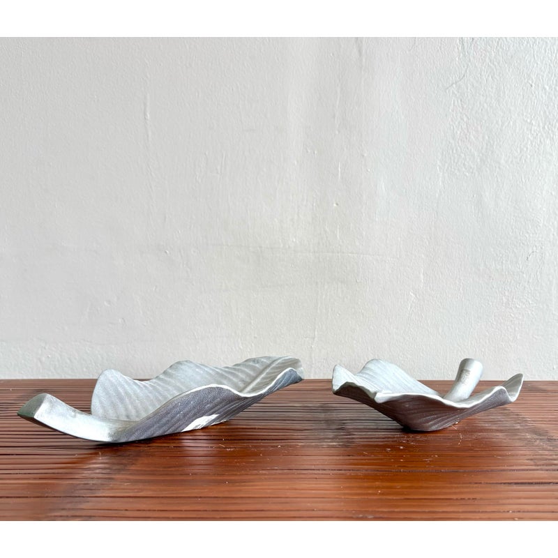 Vintage Boho Maitland-Smith Silver Leaf Plates- Set of 2 - Top view