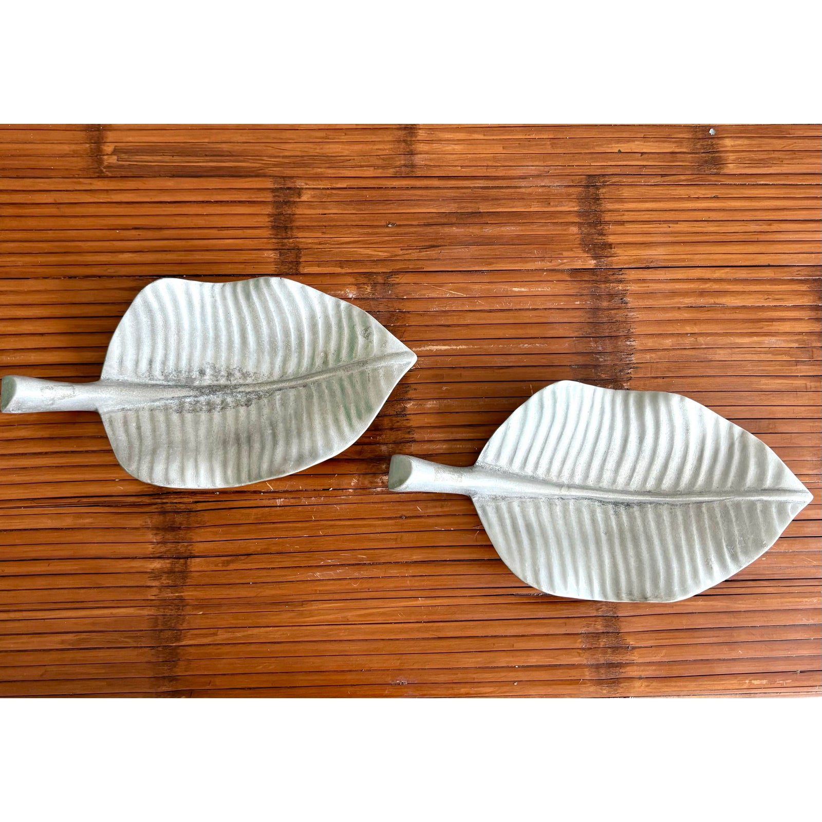 Vintage Boho Maitland-Smith Silver Leaf Plates- Set of 2 - Back view