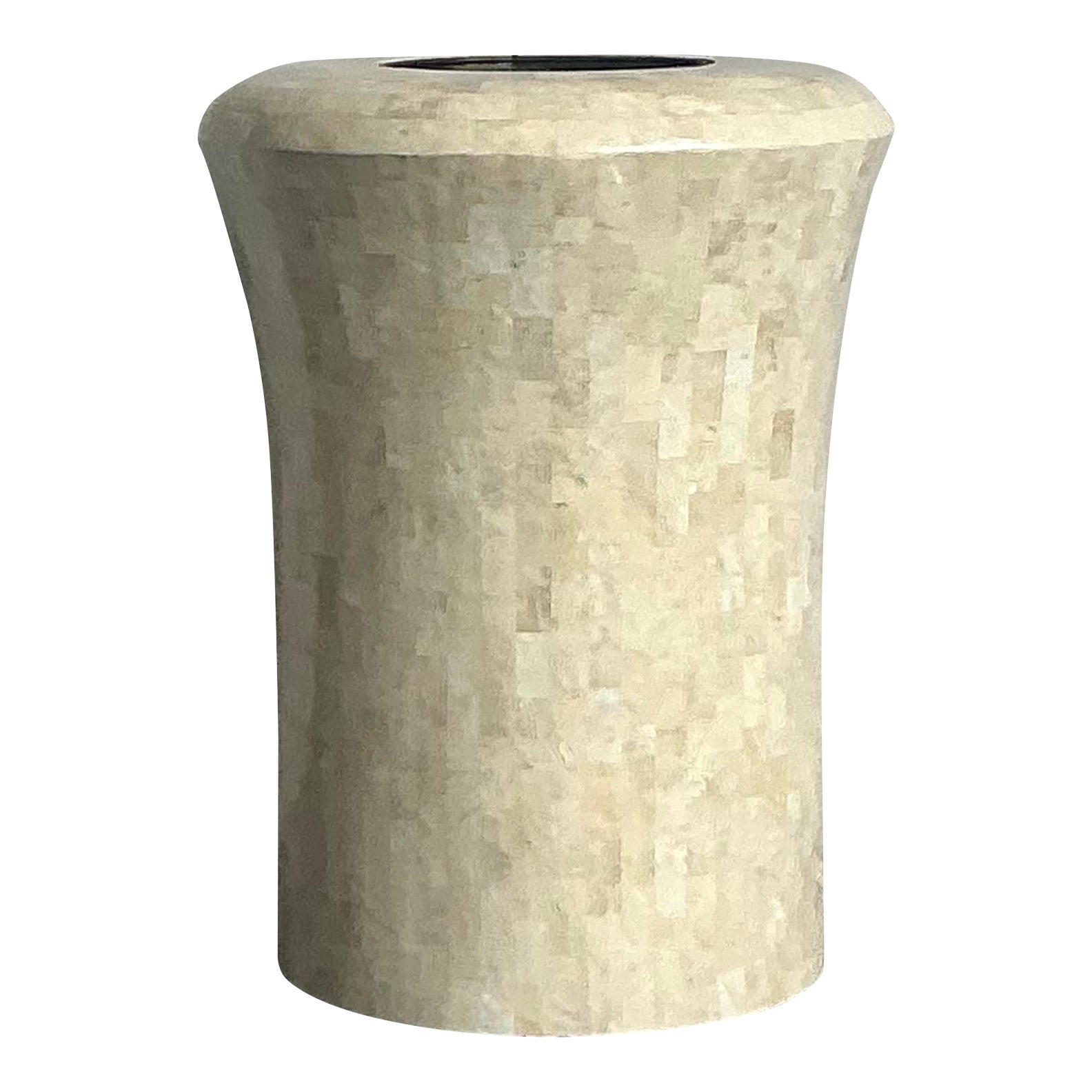 Vintage Boho Maitland Smith Tessellated Stone Planter - Detail view