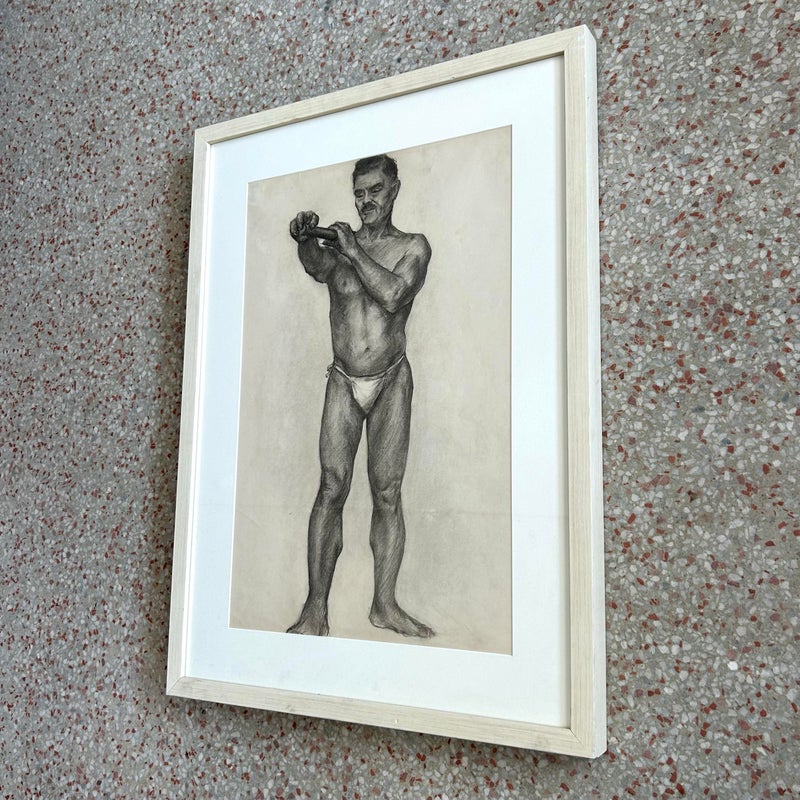 Vintage Boho Male Figure Drawing - Side view