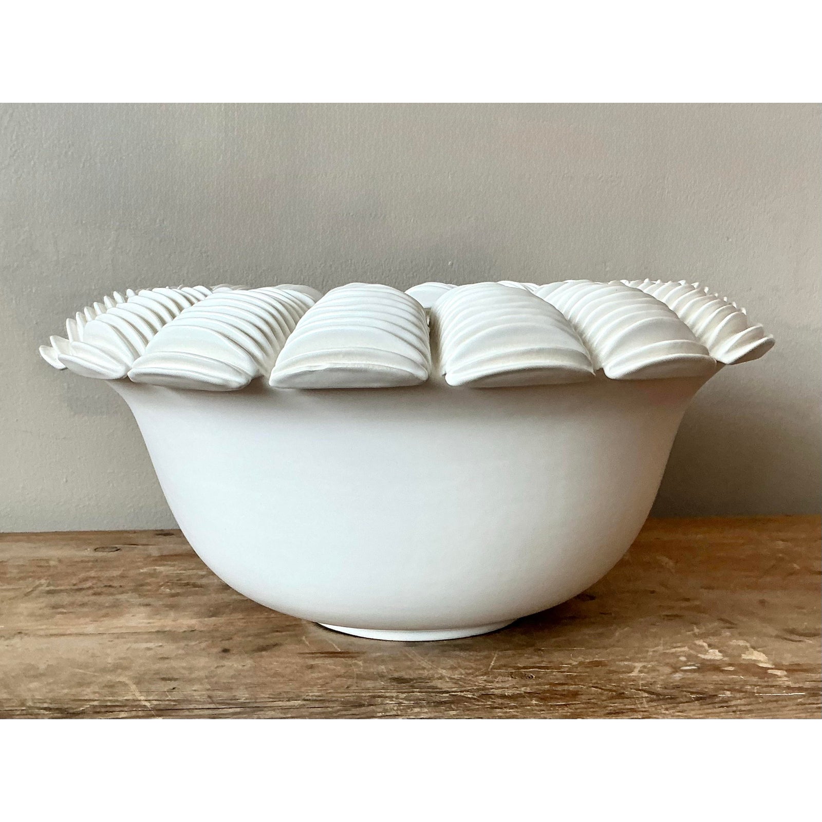 Vintage Boho Matte Ceramic Bowl - Top view