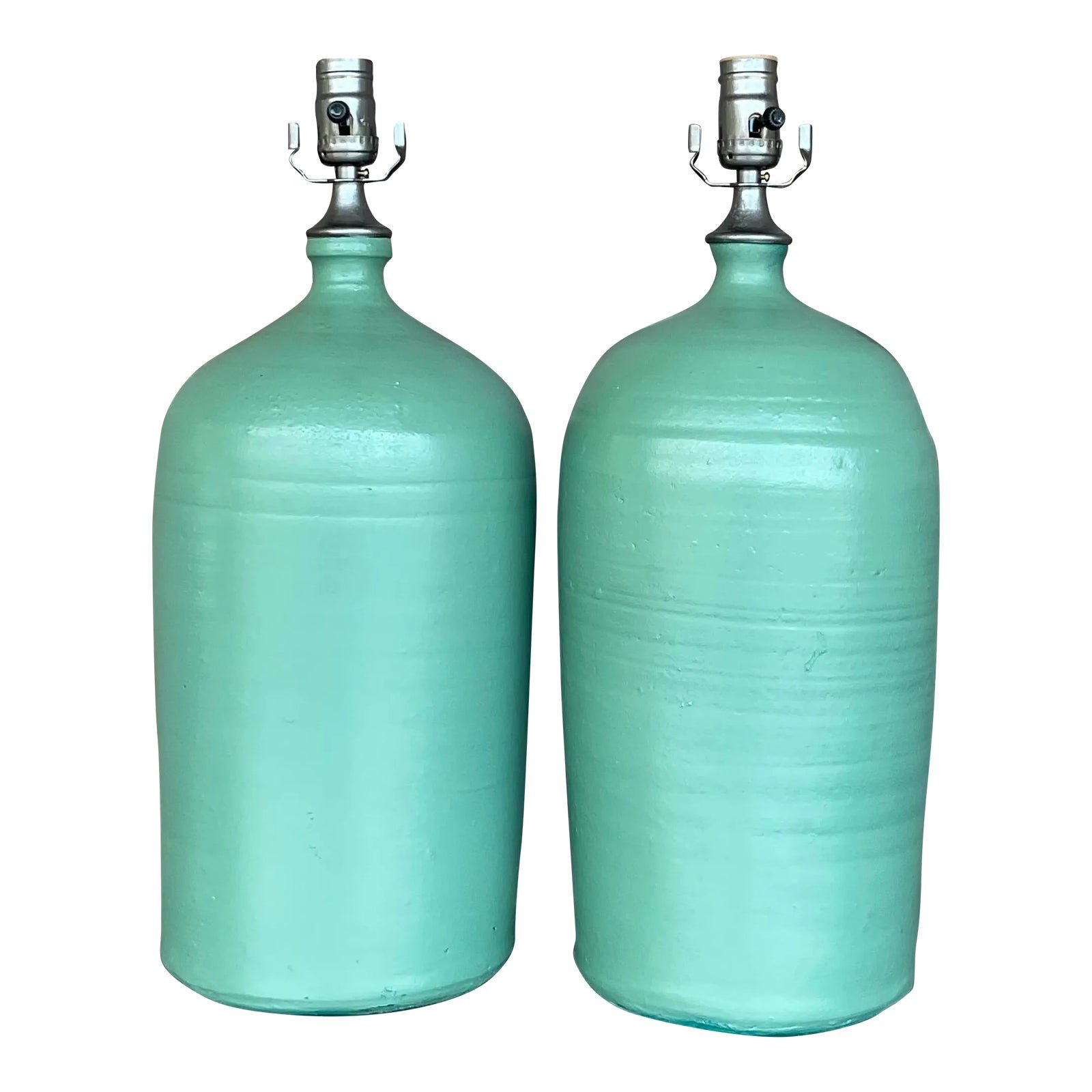 Vintage Boho Matte Glazed Ceramic Lamps - a Pair