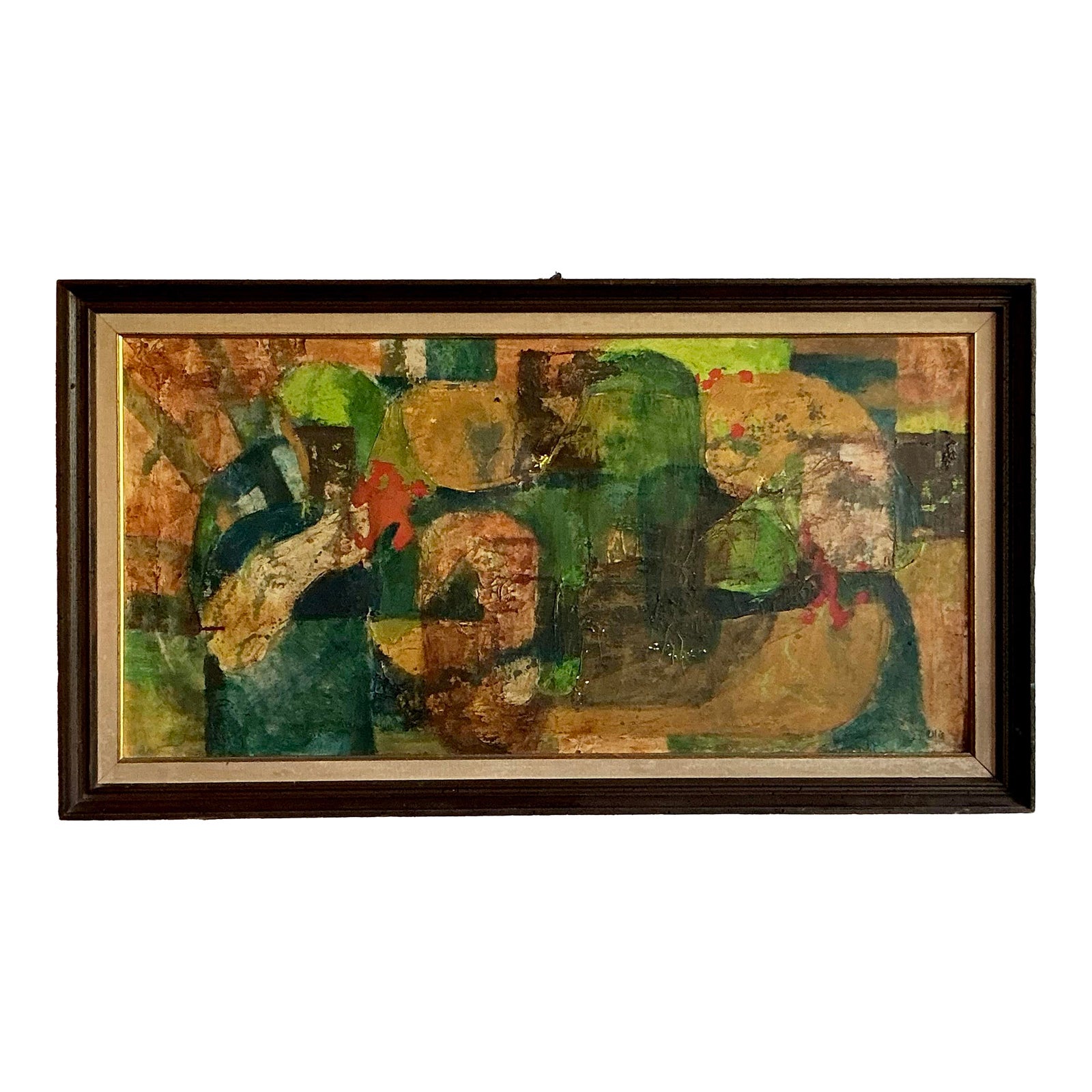 Vintage Boho MCM Original Abstract Oil on Canvas