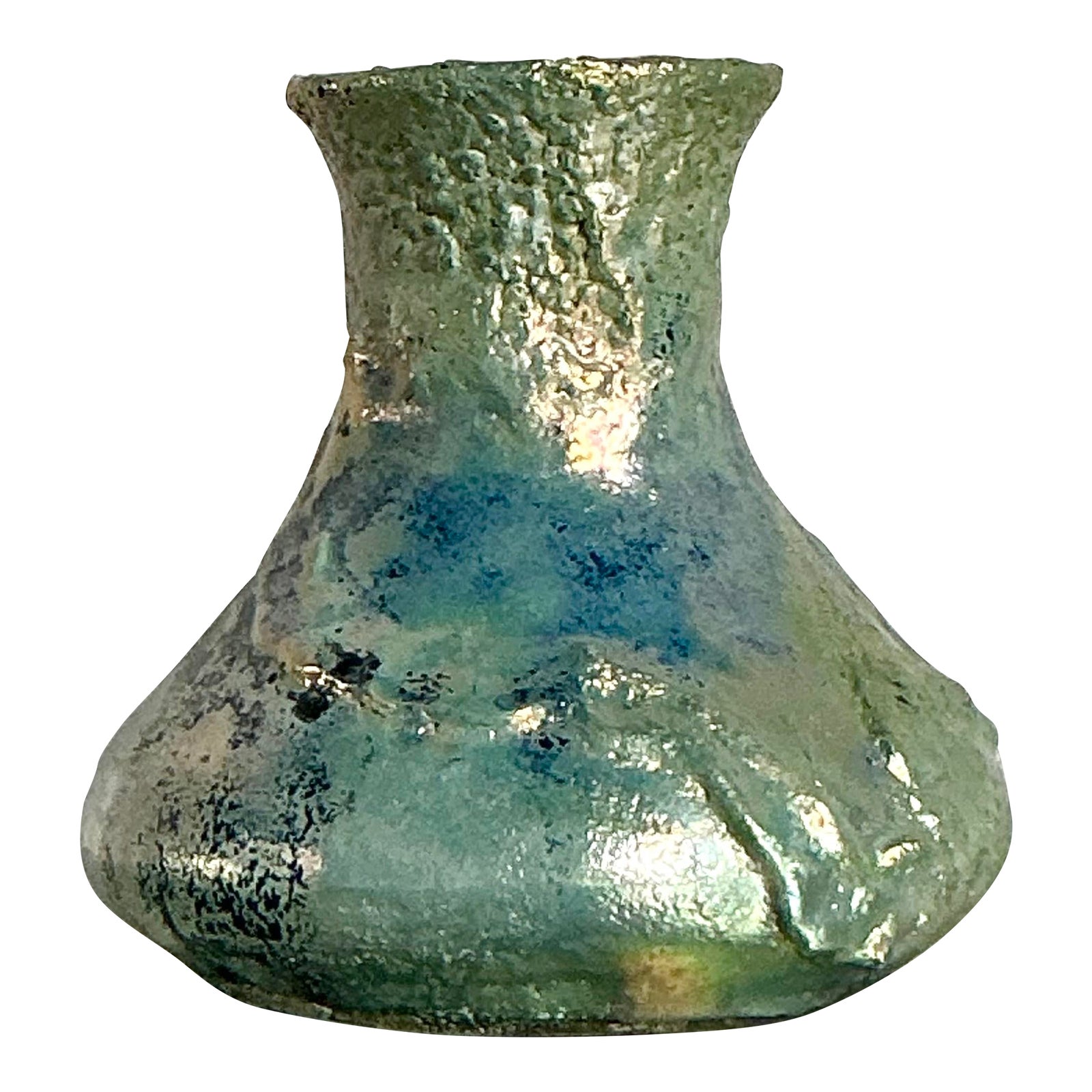 Vintage Boho Metallic Studio Pottery Vase - Detail view