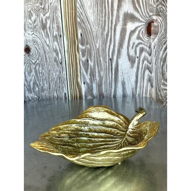 Vintage Boho Michael Aram Leaf Bowl - Back view