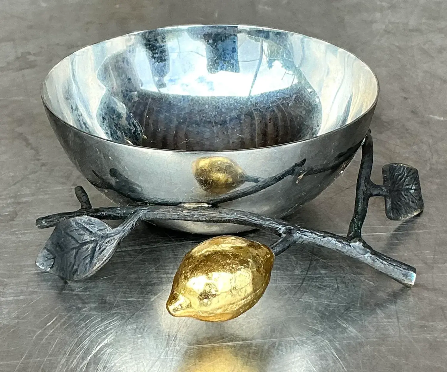 Vintage Boho Michael Aram Lemonwood Nut Bowl - Back view