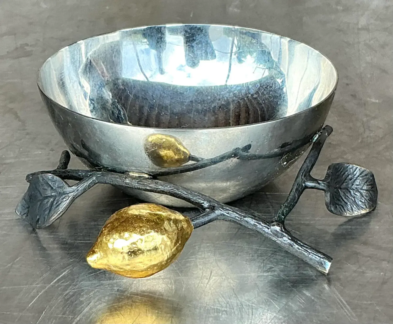Vintage Boho Michael Aram Lemonwood Nut Bowl - Side view