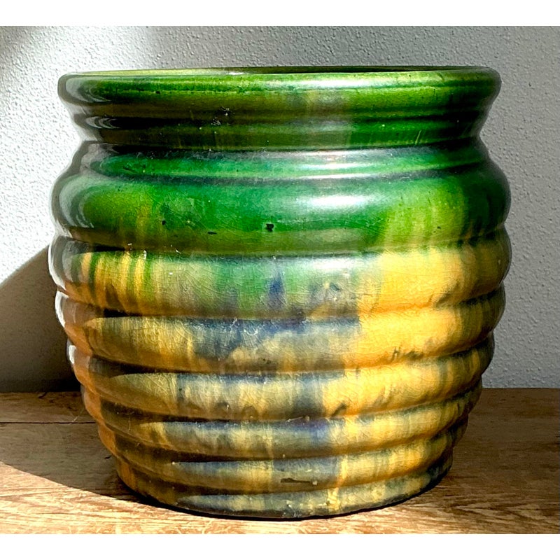 Vintage Boho Mixed Glaze Vase - Detail view