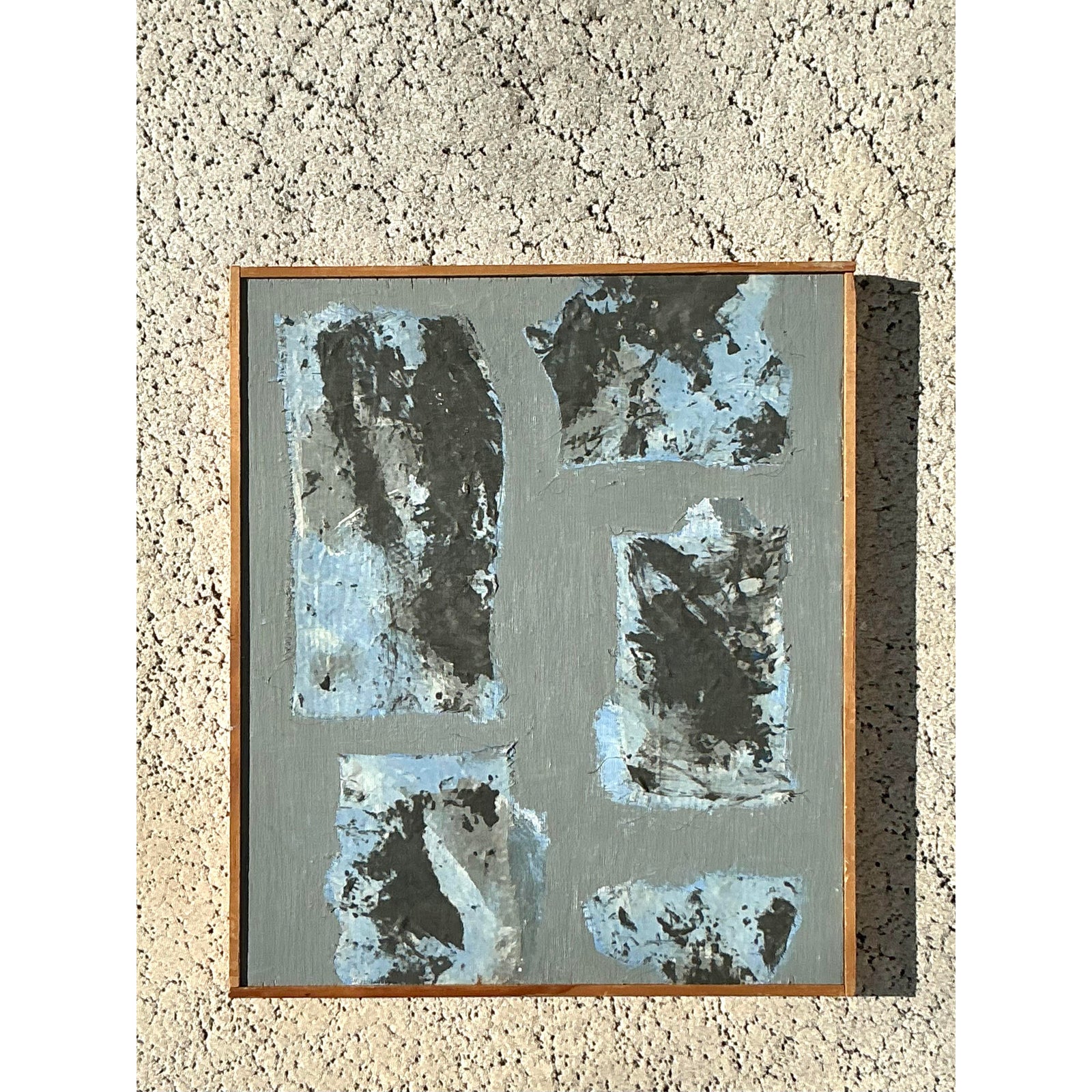 Vintage Boho Mixed Media Oil Painting on Canvas - Top view