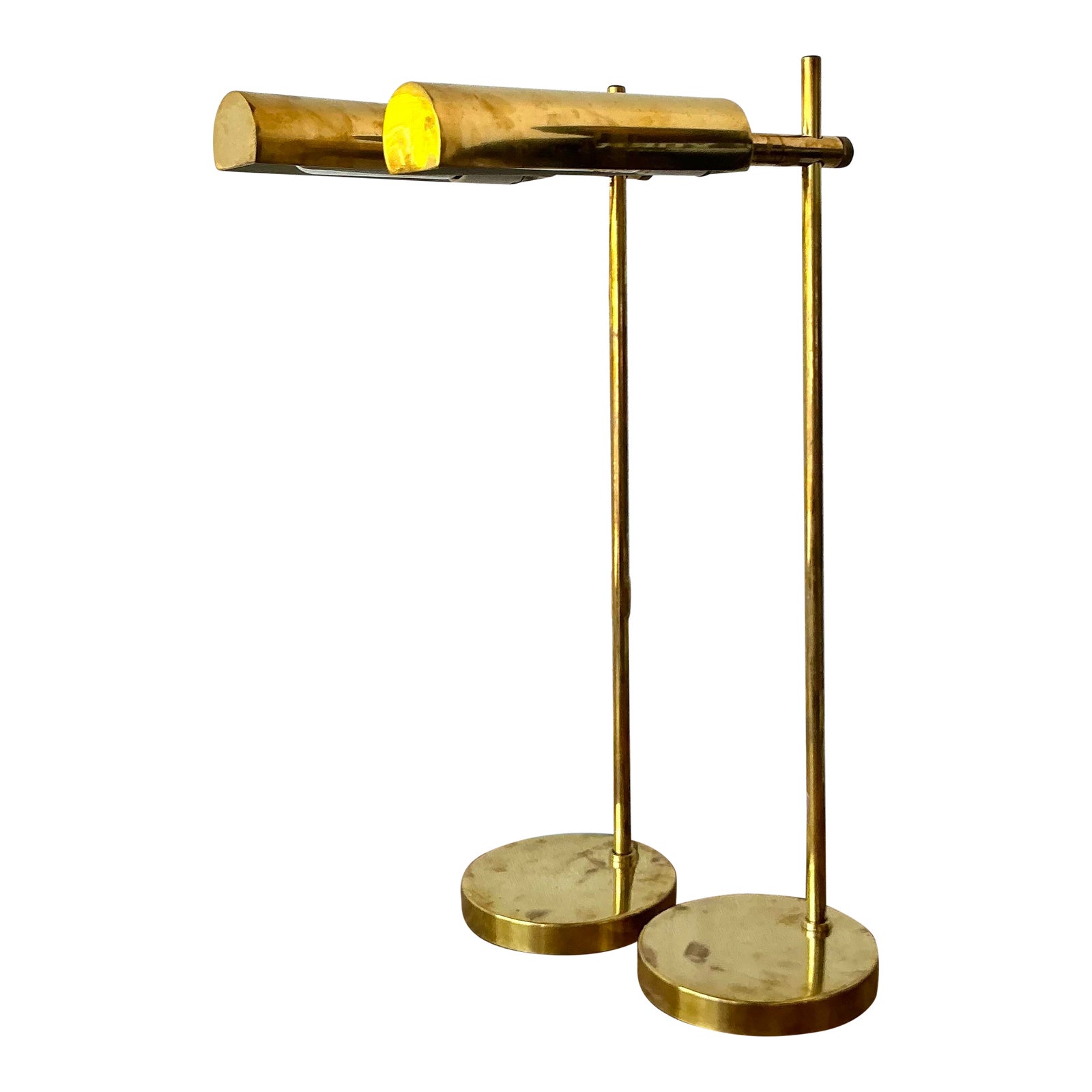 Vintage Boho Modernist Brass Table Lamps - A Pair