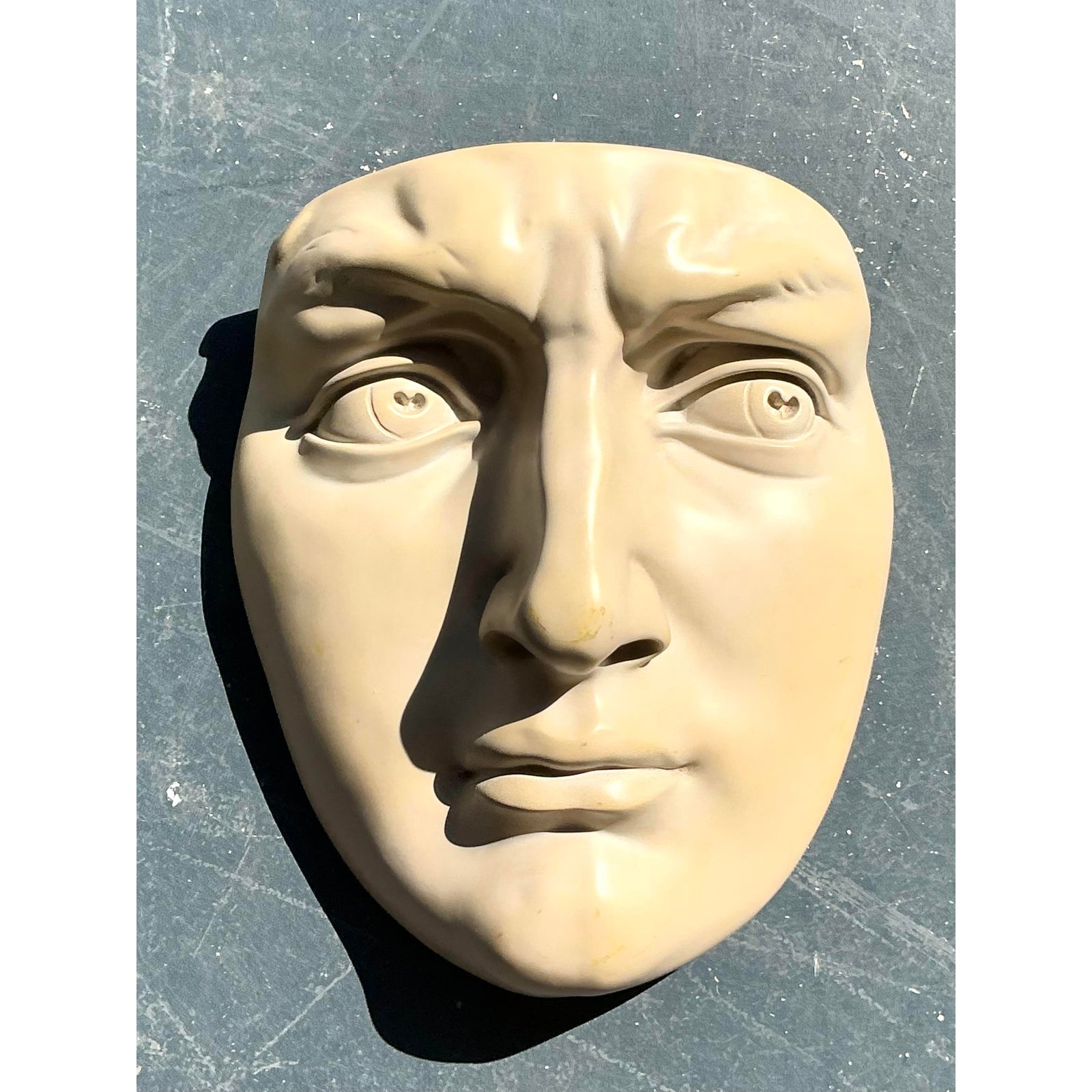 Vintage Boho Molded Resin David Face Wall Sculpture - Detail view