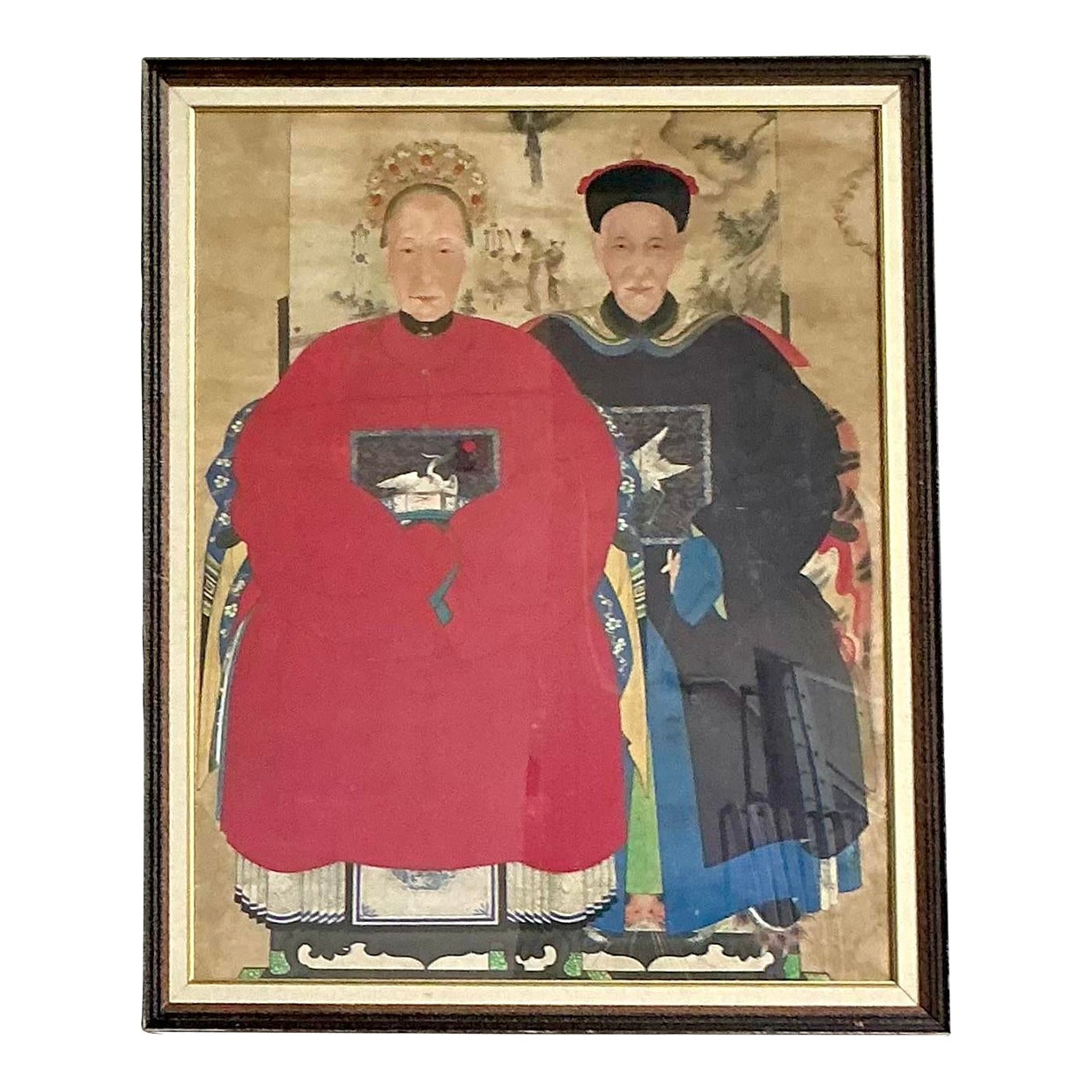 Vintage Boho Monumental 19th Century Ancestor Portrait