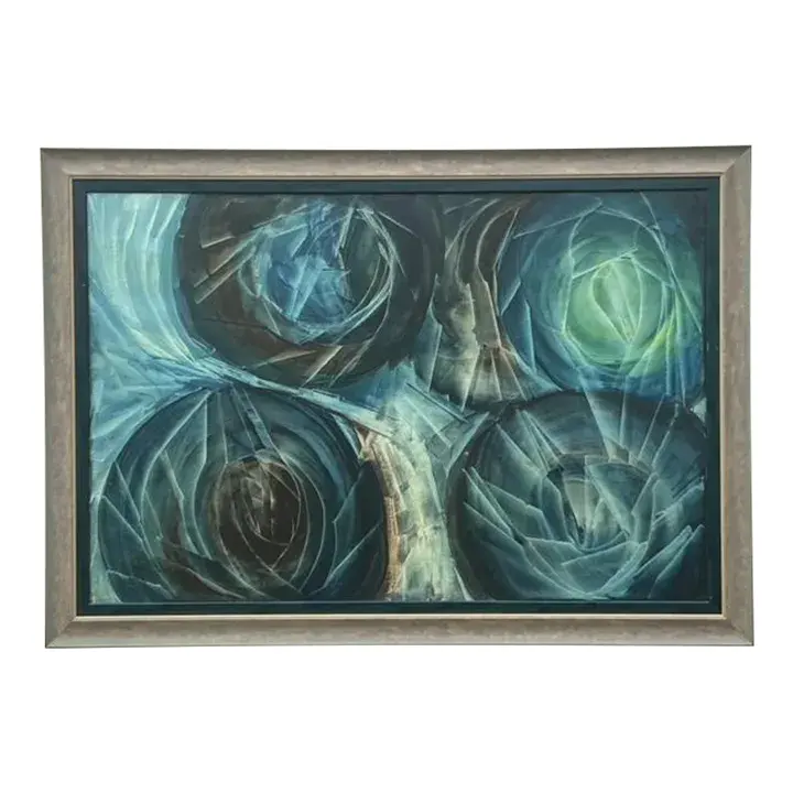 Vintage Boho Monumental Abstract Oil Painting on Canvas