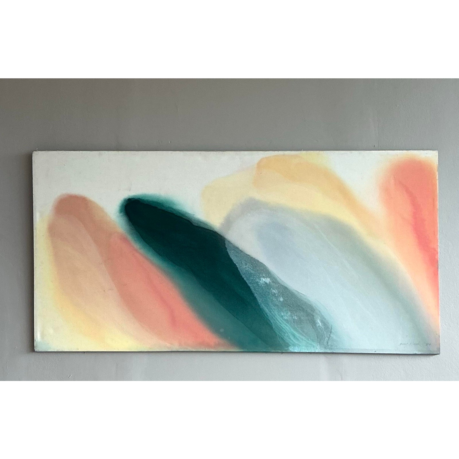Vintage Boho Monumental Abstract Oil Painting on Canvas - Detail view