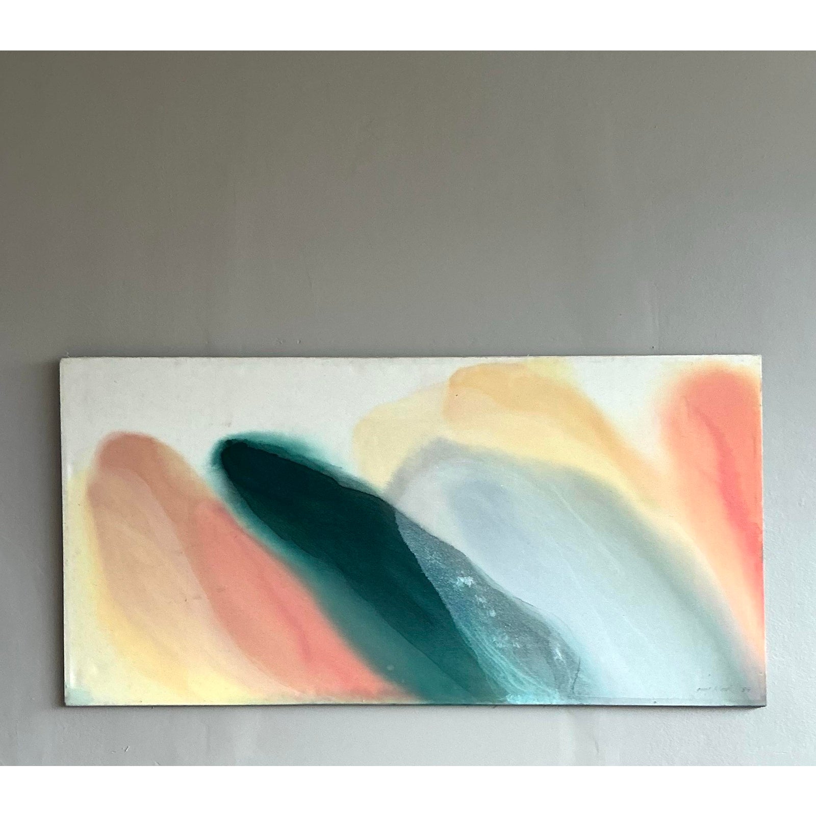 Vintage Boho Monumental Abstract Oil Painting on Canvas - Side view
