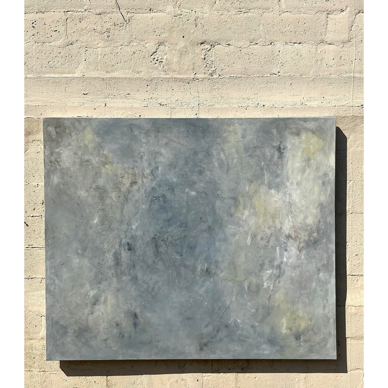 Vintage Boho Monumental Abstract Oil Painting on Canvas - Back view