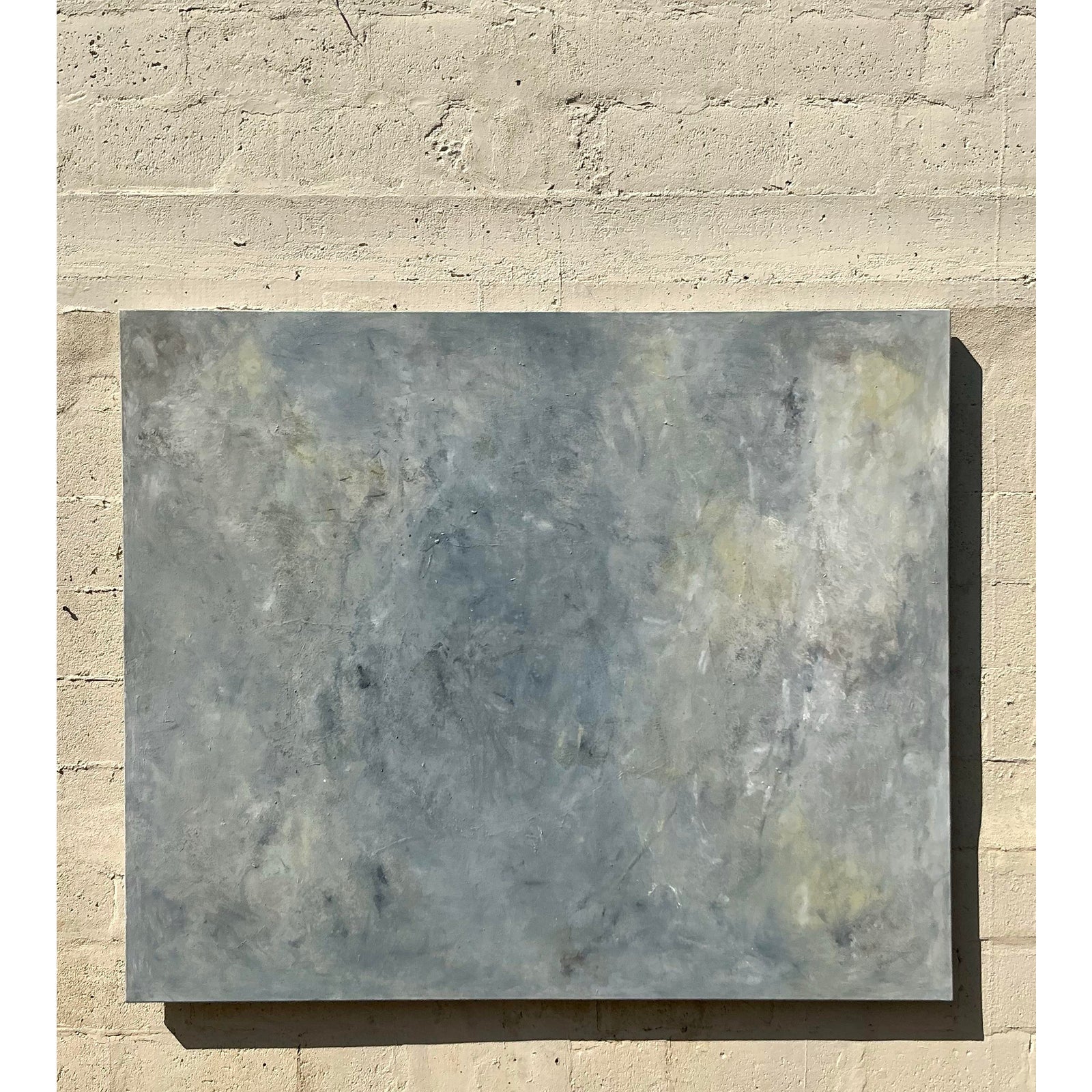 Vintage Boho Monumental Abstract Oil Painting on Canvas - Top view
