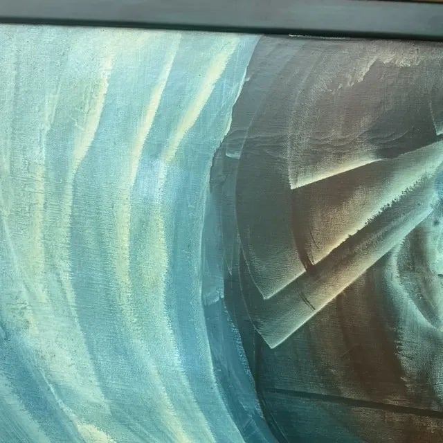 Vintage Boho Monumental Abstract Oil Painting on Canvas - Detail view