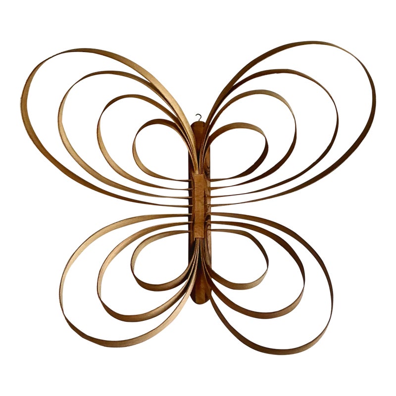 Vintage Boho Monumental Bent Wood Butterfly - Detail view