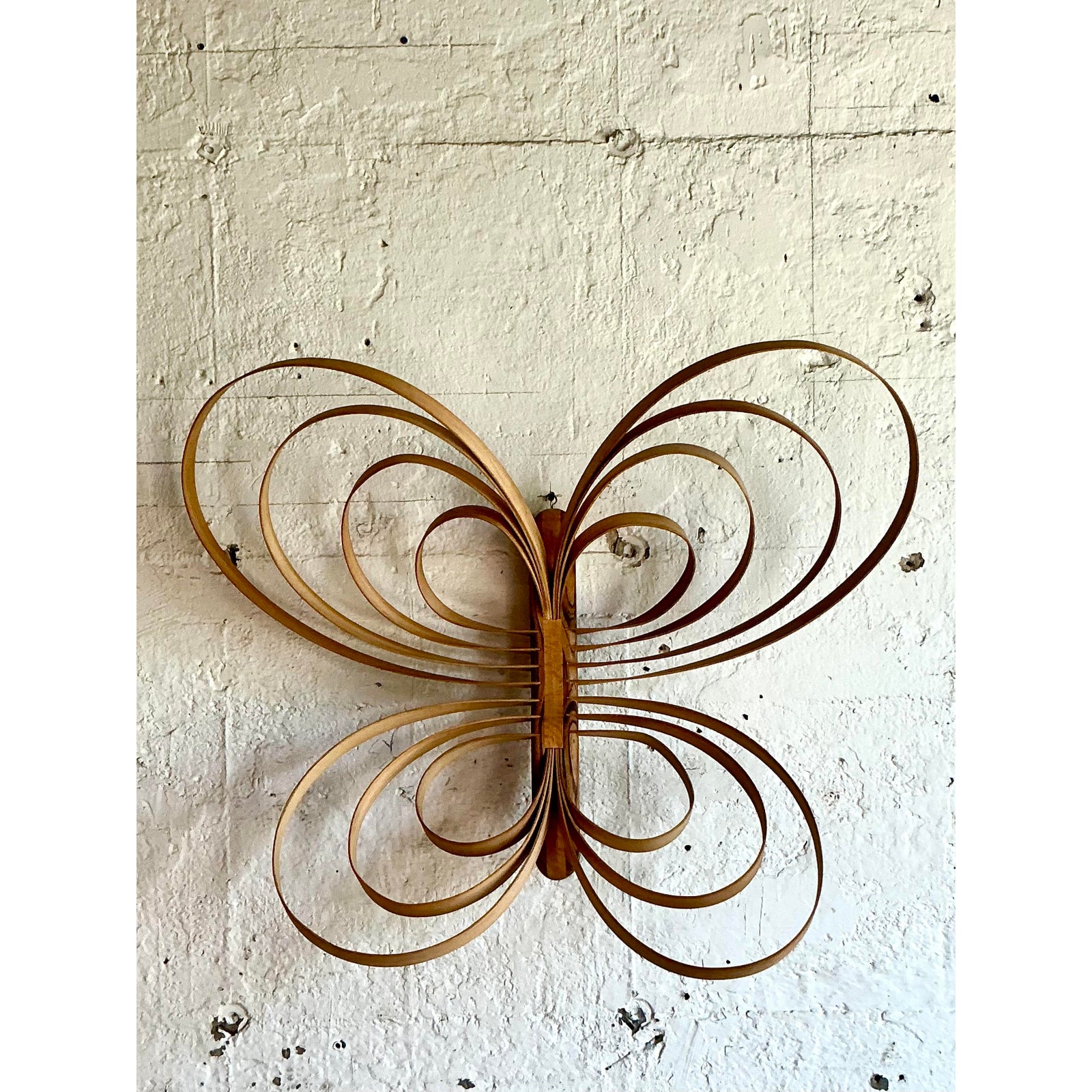 Vintage Boho Monumental Bent Wood Butterfly - Top view