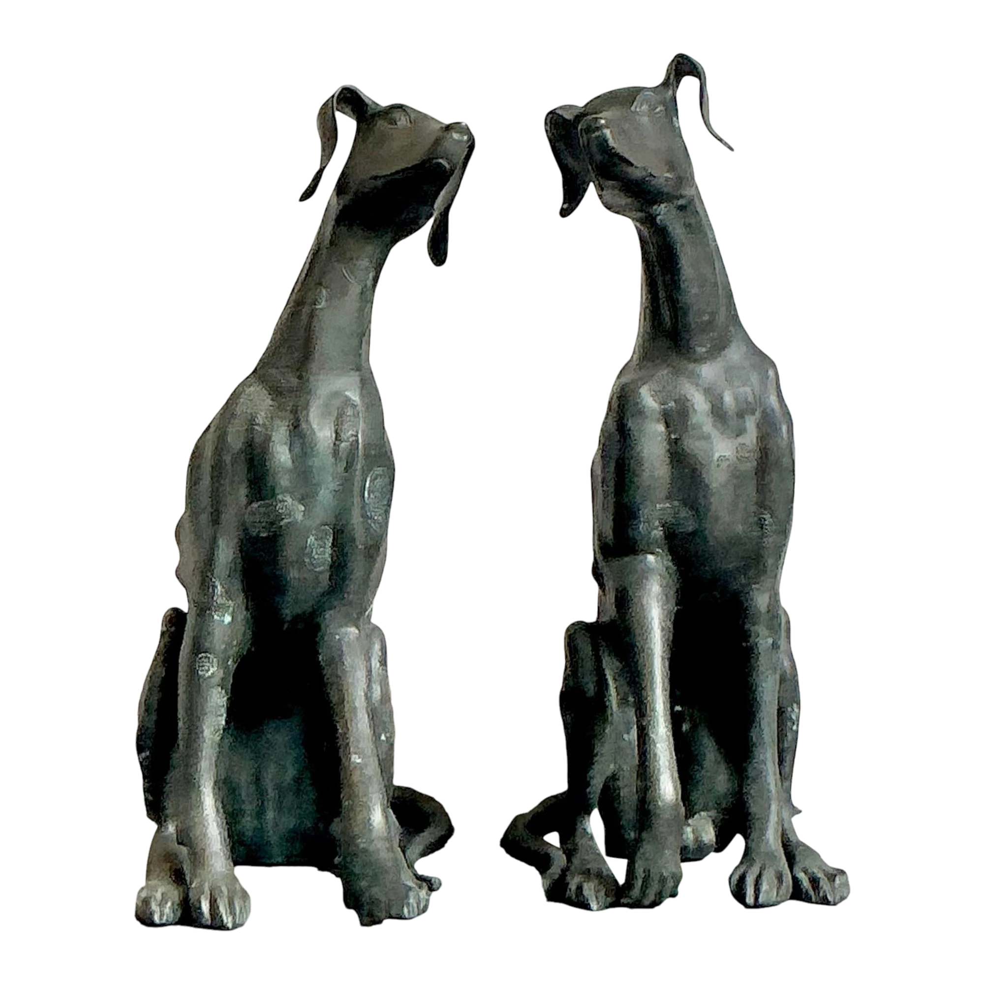 Vintage Boho Monumental Cast Bronze Dogs - A Pair - Detail view