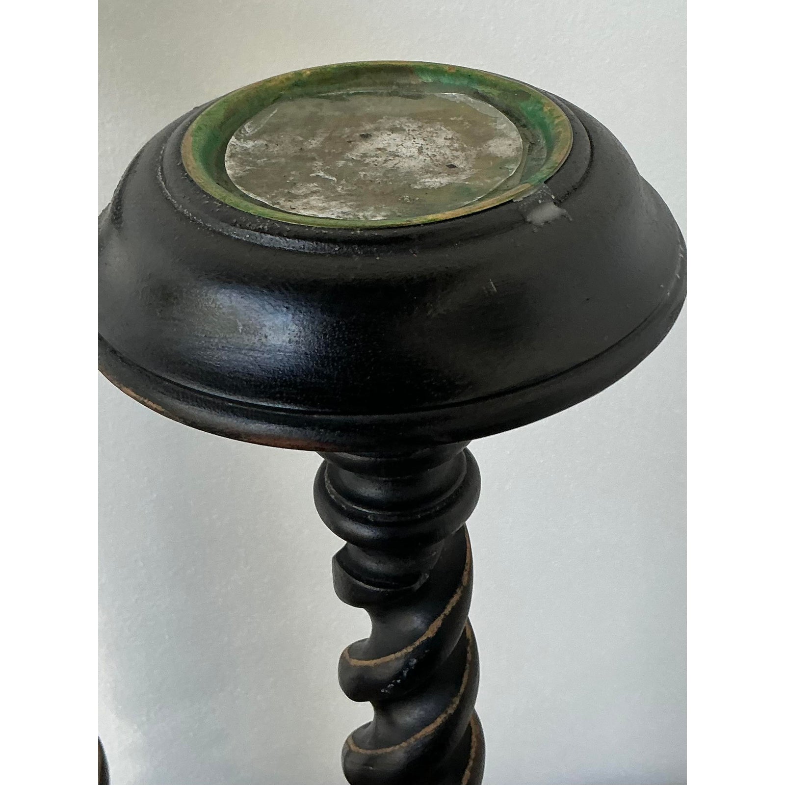 Vintage Boho Monumental Distressed Barley Twist Candlesticks - Set of 3 - Top view