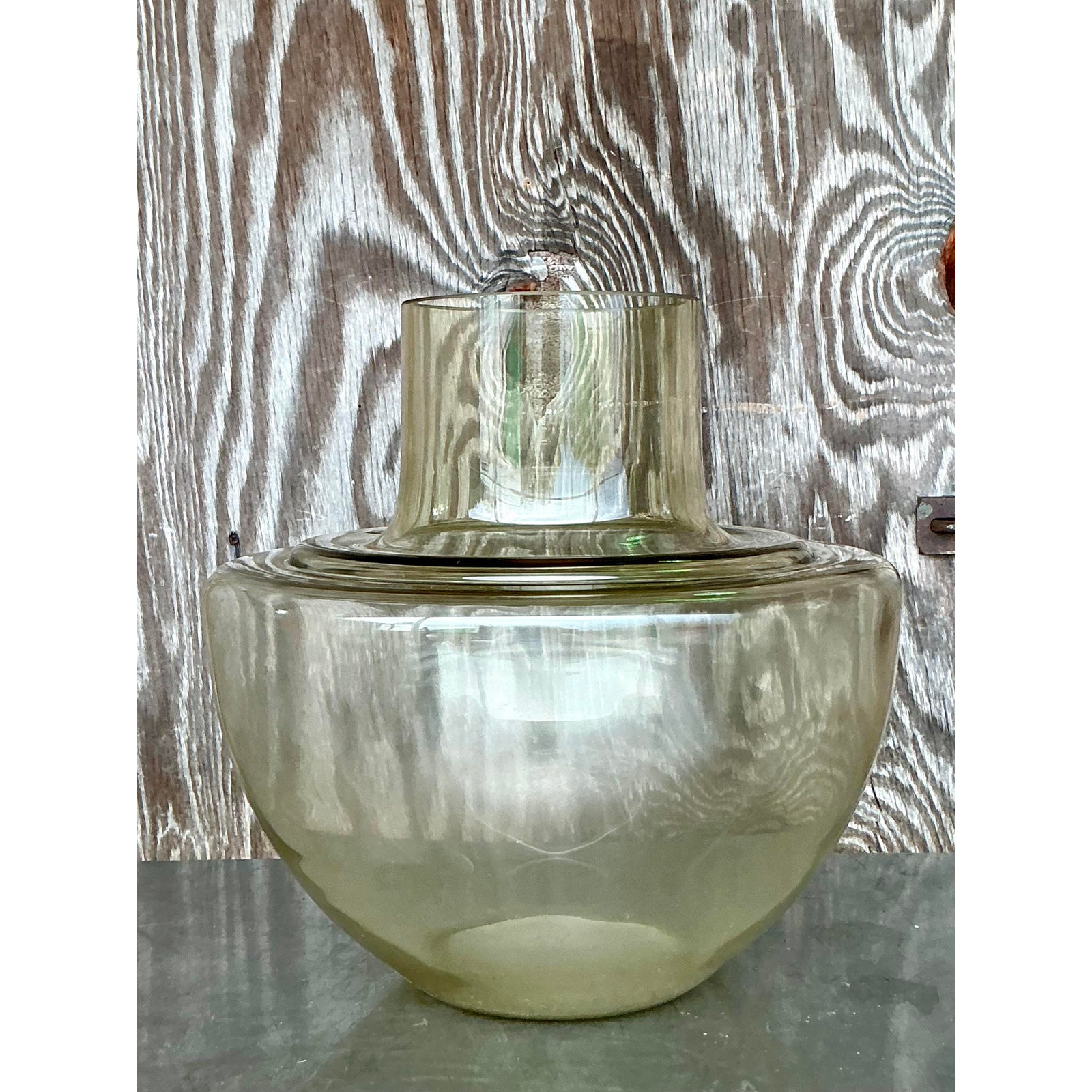 Vintage Boho Monumental Glass Vase - Top view