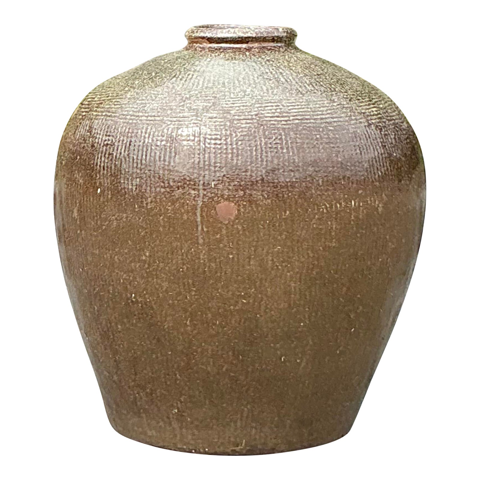 Vintage Boho Monumental Glazed Earthenware Jug - Detail view