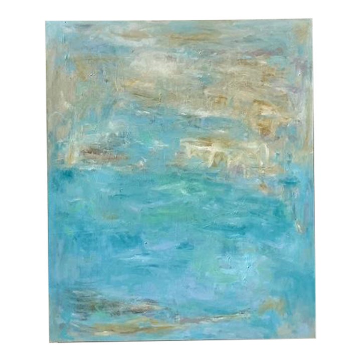 Vintage Boho Monumental Original Abstract Oil on Canvas - Detail view